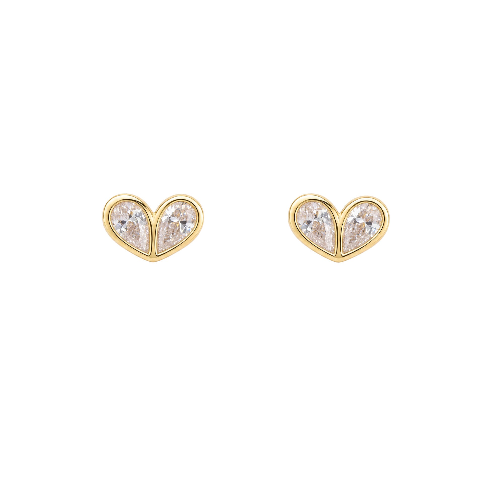 Cubic Zirconia Heart Stud Earrings