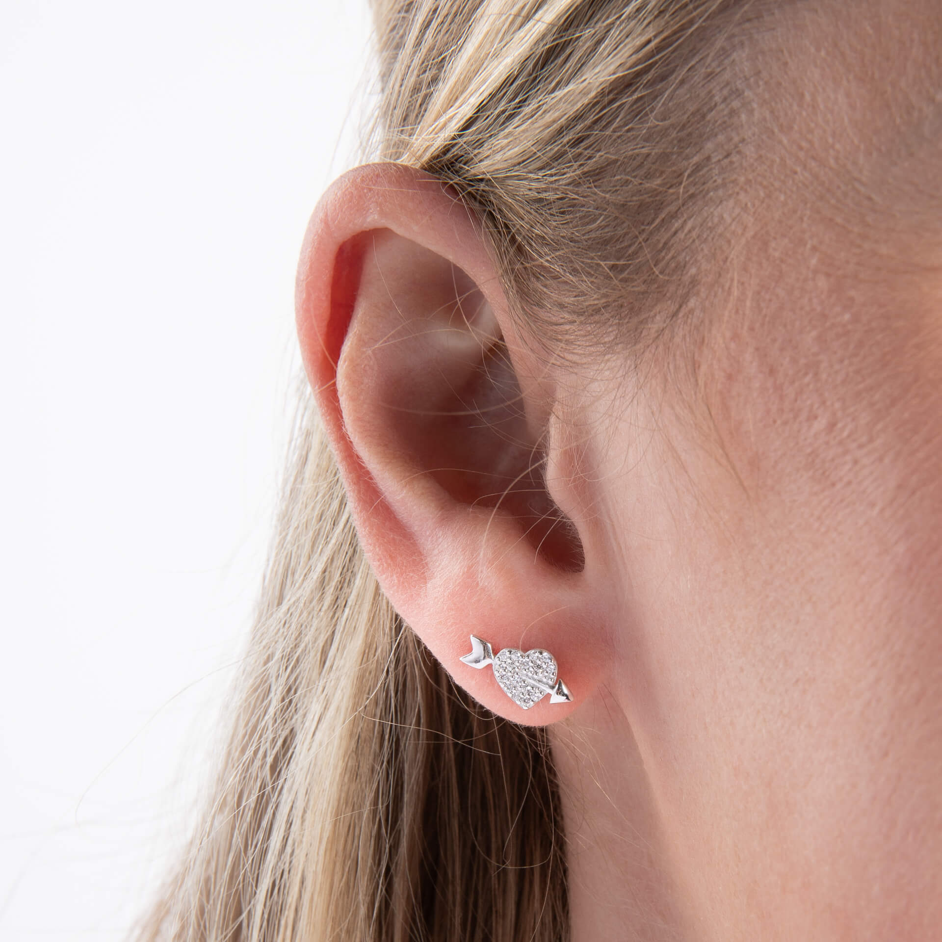 Cupid Heart Stud Earrings