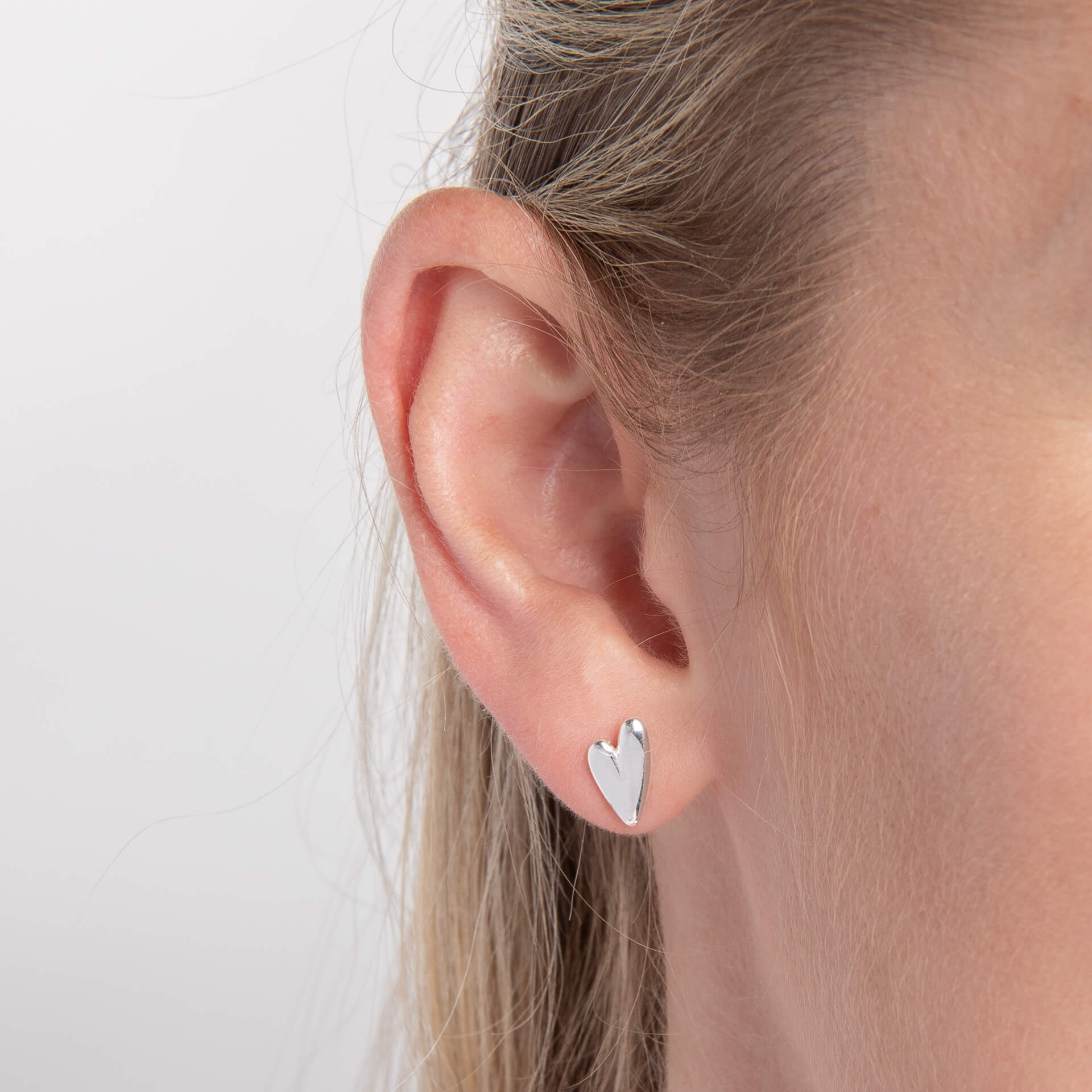 Organic Heart Stud Earrings