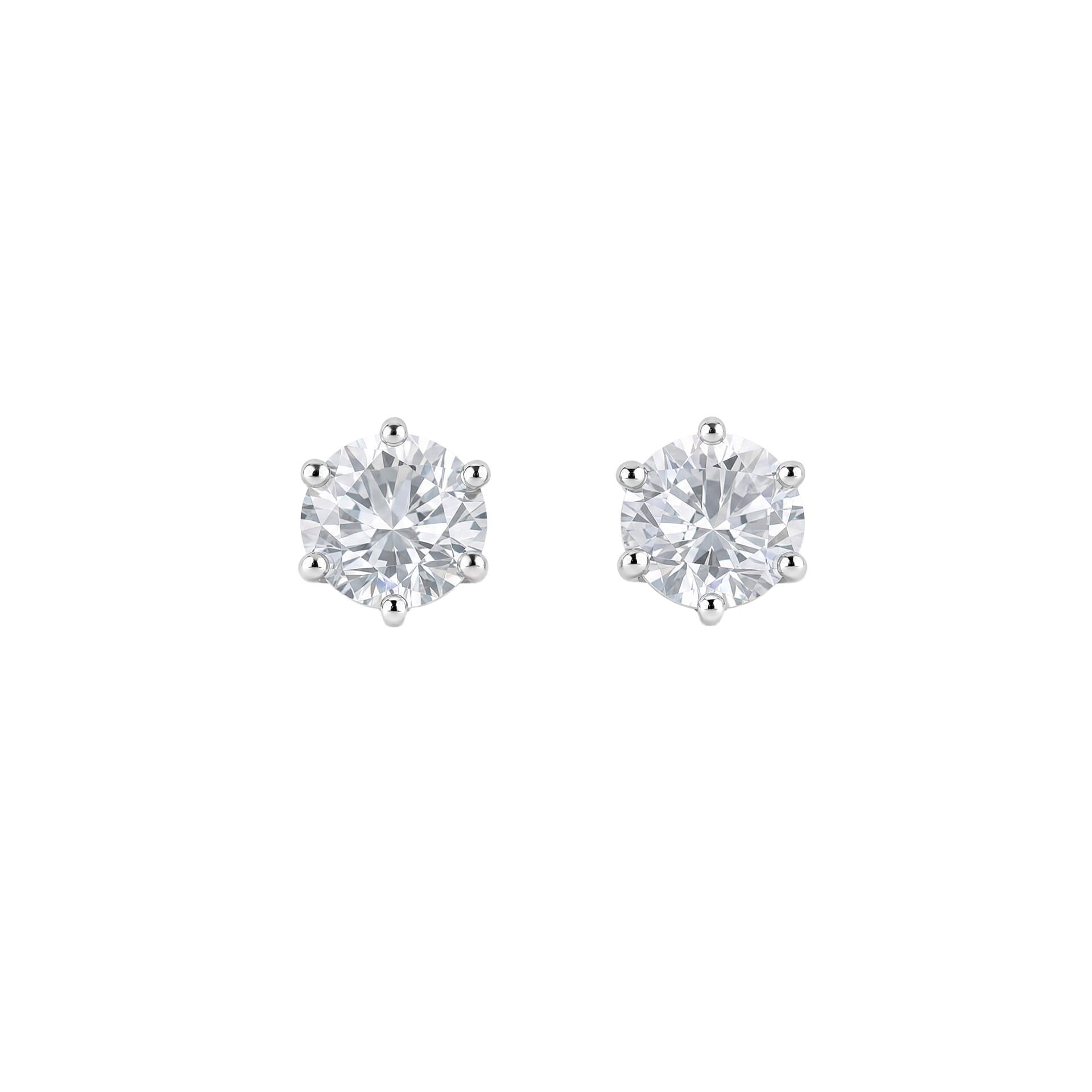 Six Prong Cubic Zirconia Stud Earrings