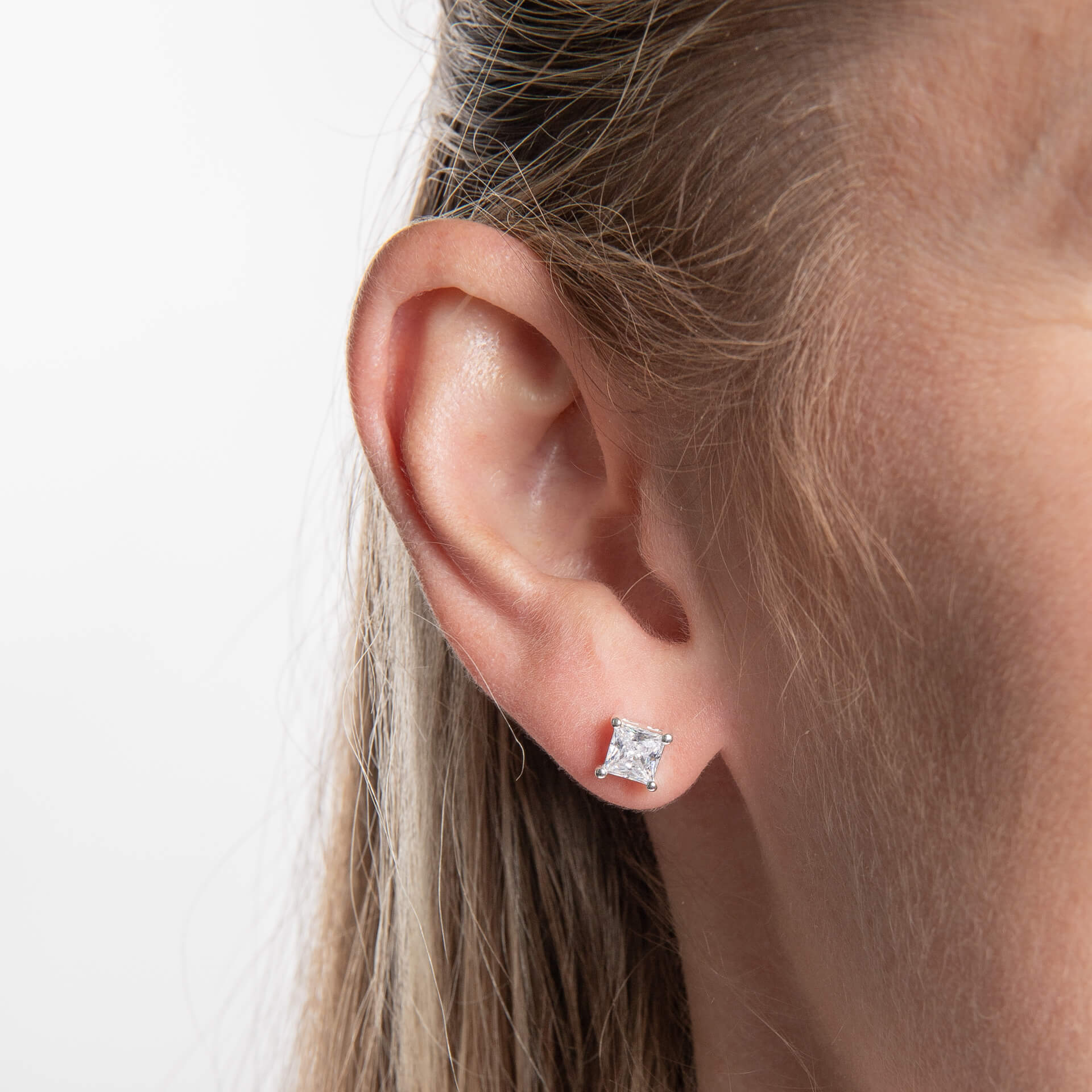 Square Cubic Zirconia Stud Earrings
