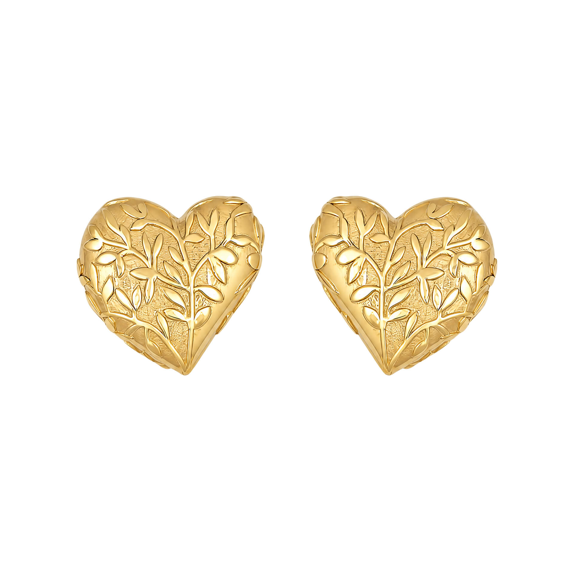 Darowen Puffy Floral Heart Stud Earrings
