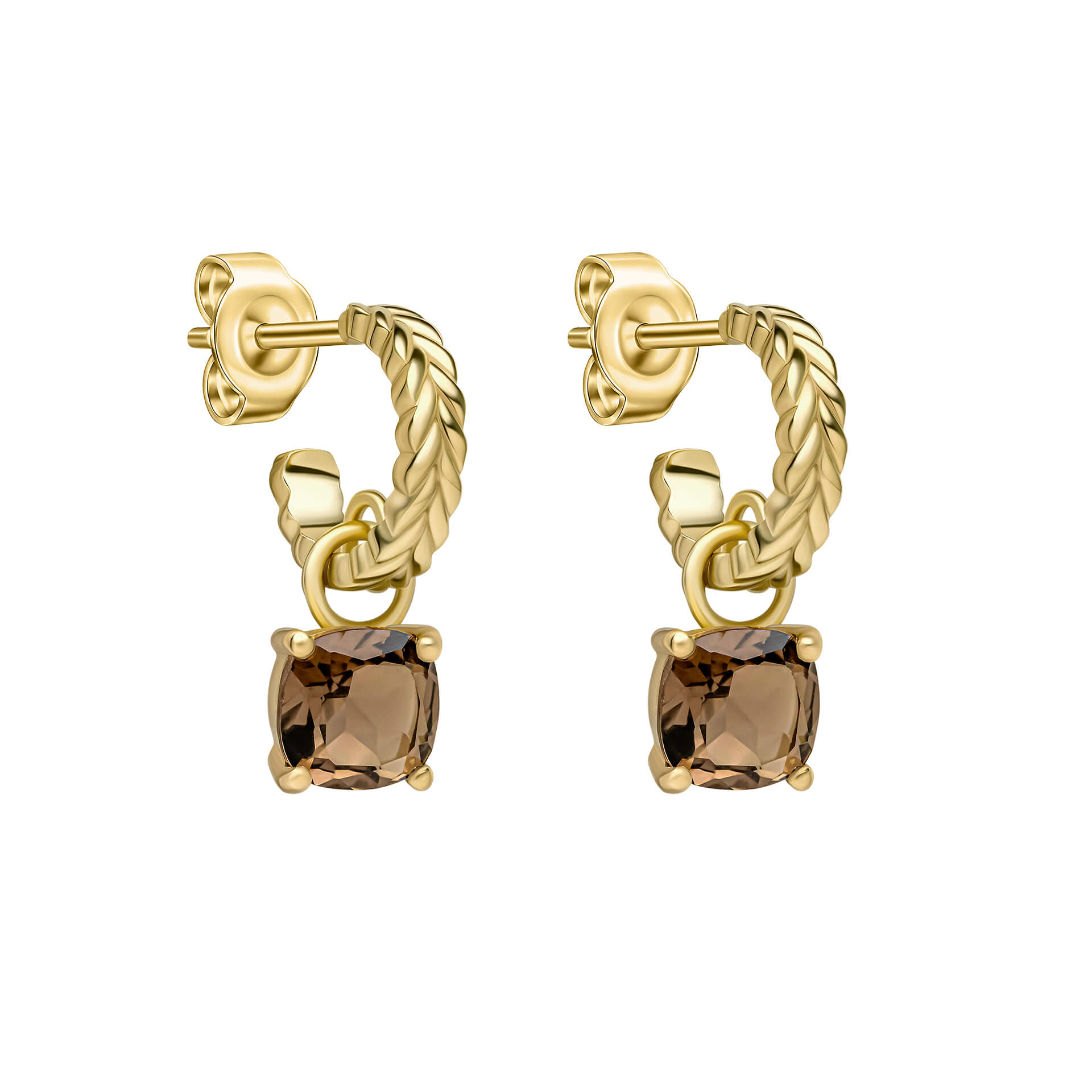 Zelia Stripe Smokey Quartz Hoop Earrings