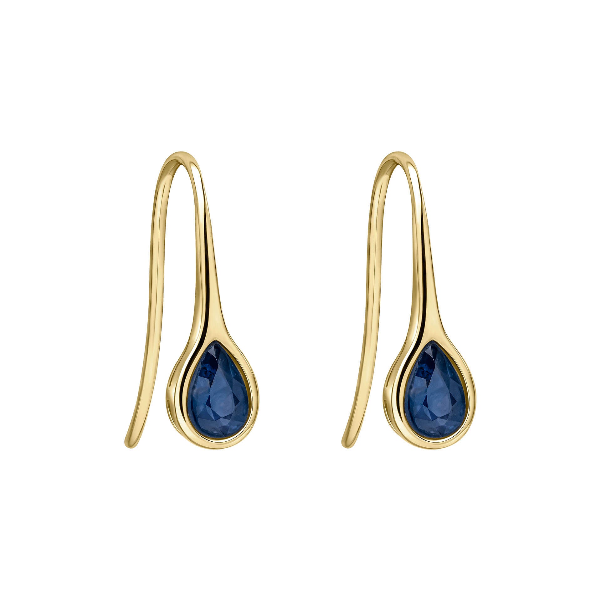 Blue Sapphire Sleek Teardrop Earrings