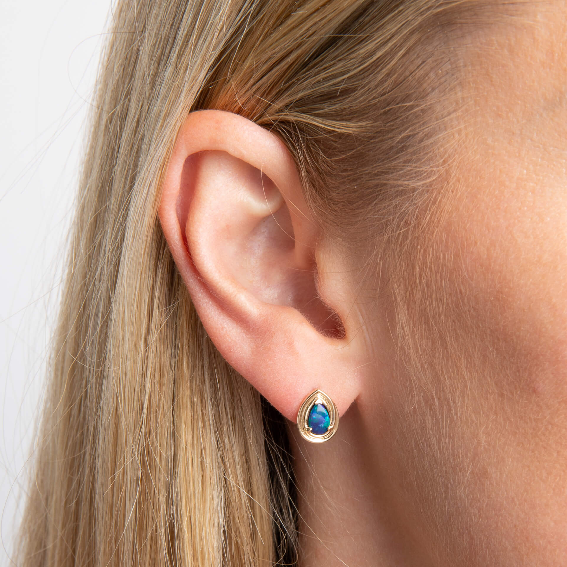 Opal Doublet Teardrop Stud Earrings