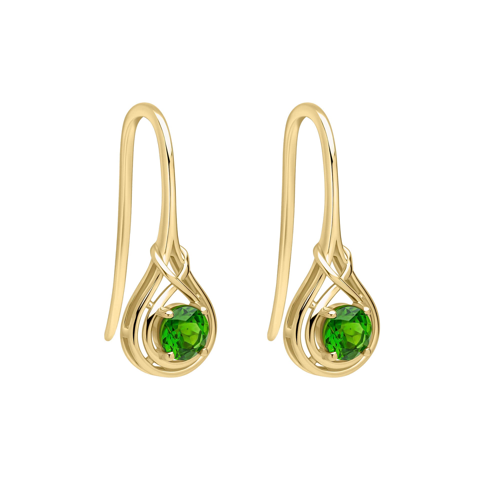 Celtic Green Diopside Hook Earrings