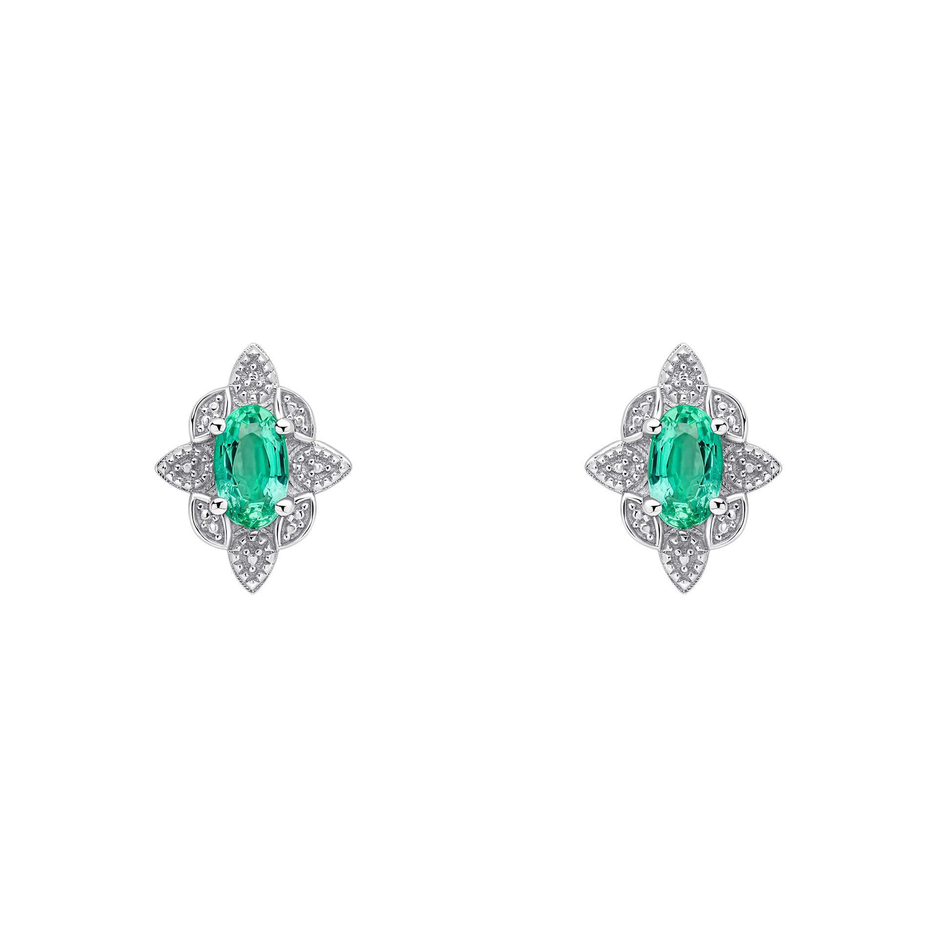 Emerald Art Deco Stud Earrings