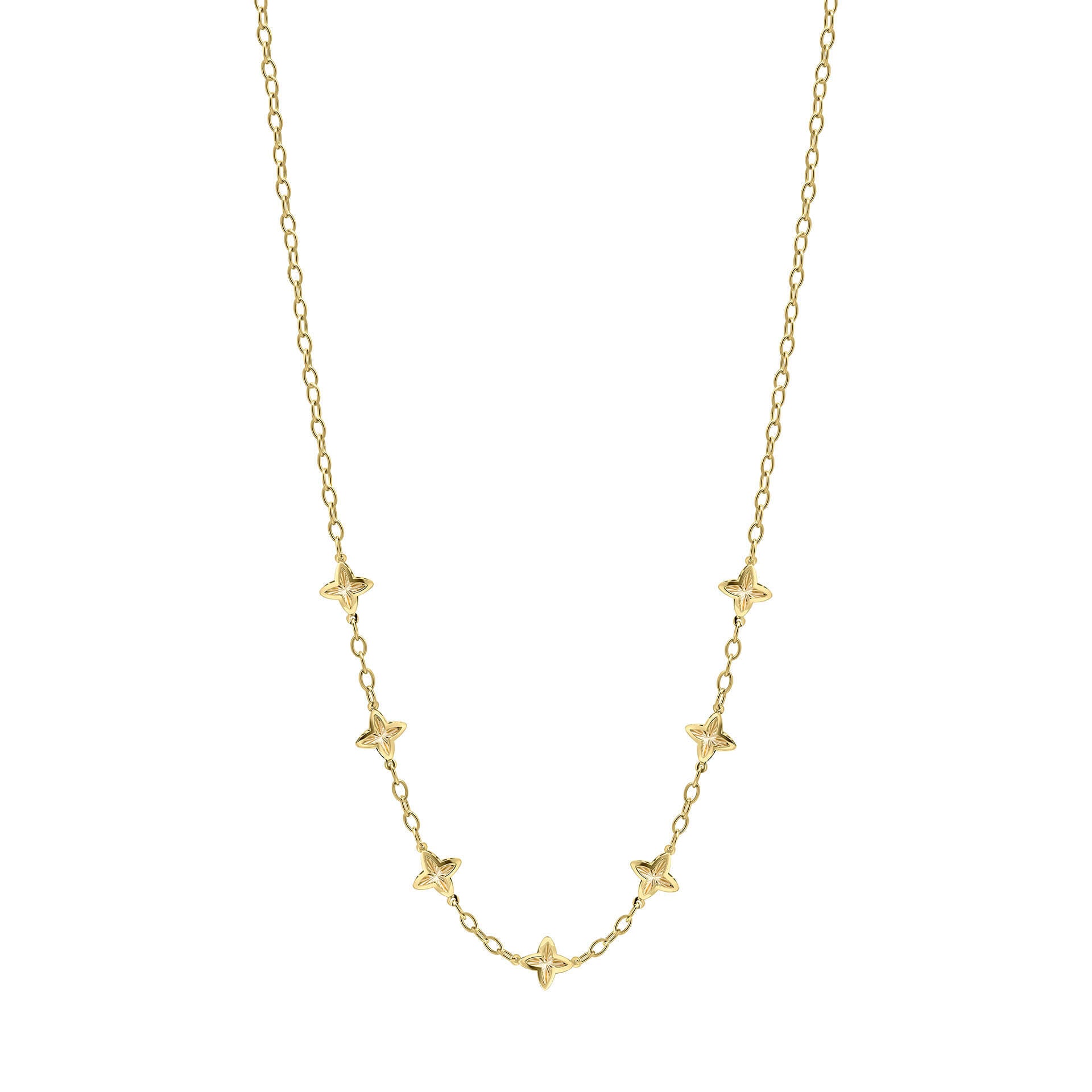 Textured Flower Station Necklace