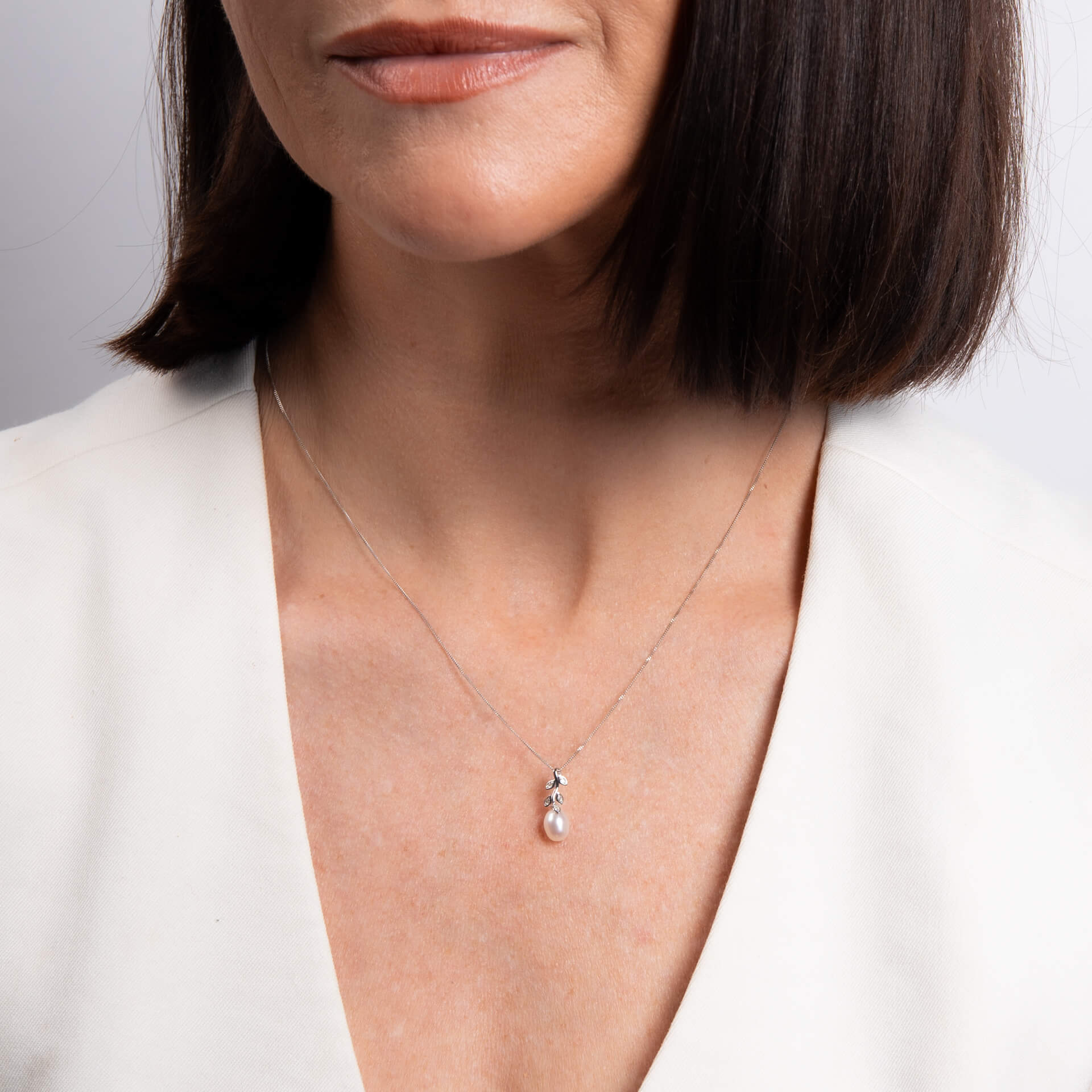 Pearl and Diamond Vine Pendant