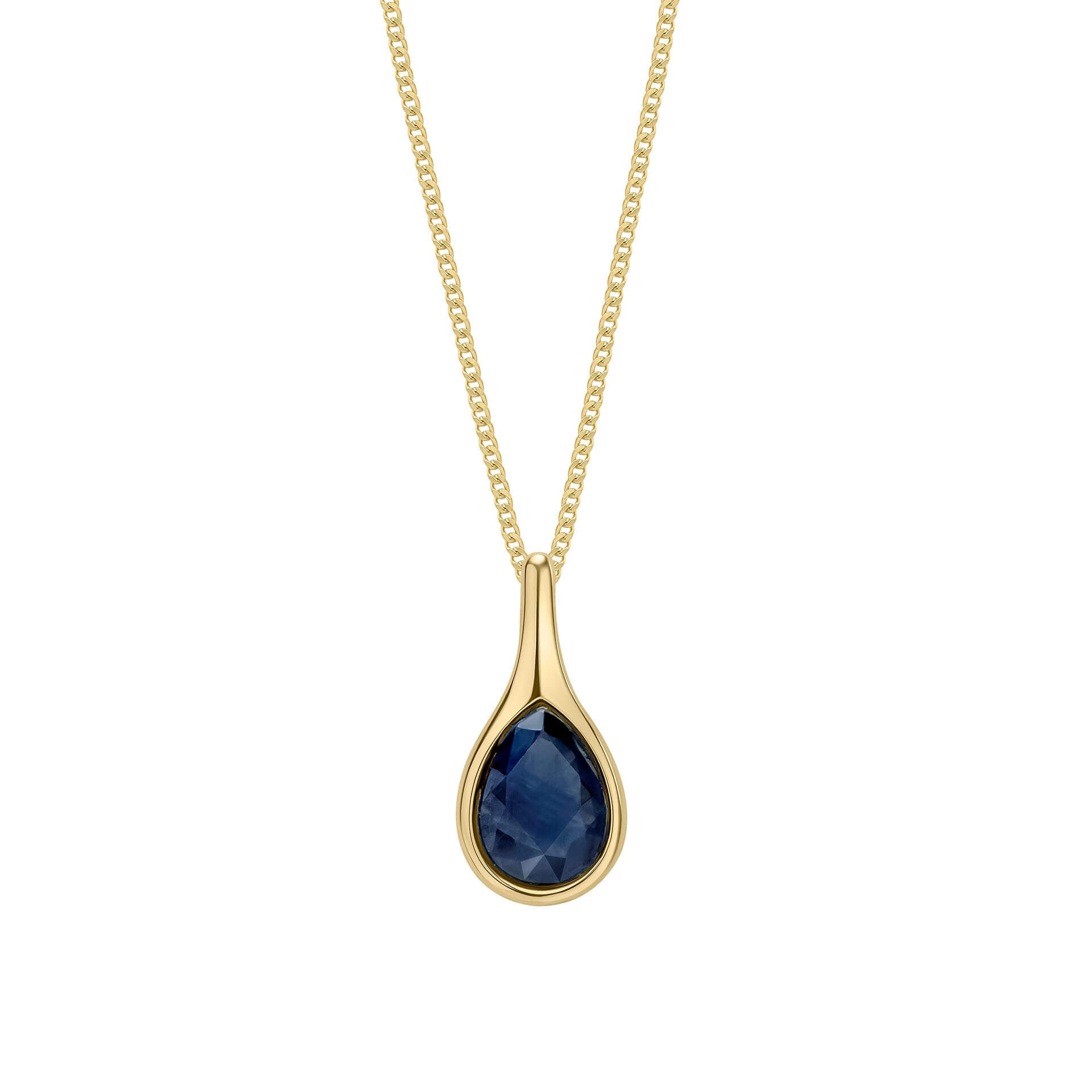 Blue Sapphire Sleek Teardrop Pendant