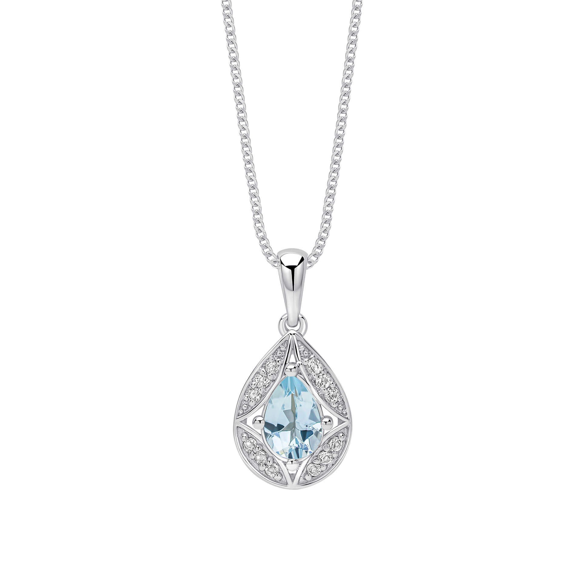 Aquamarine and White Topaz Art Deco Pendant
