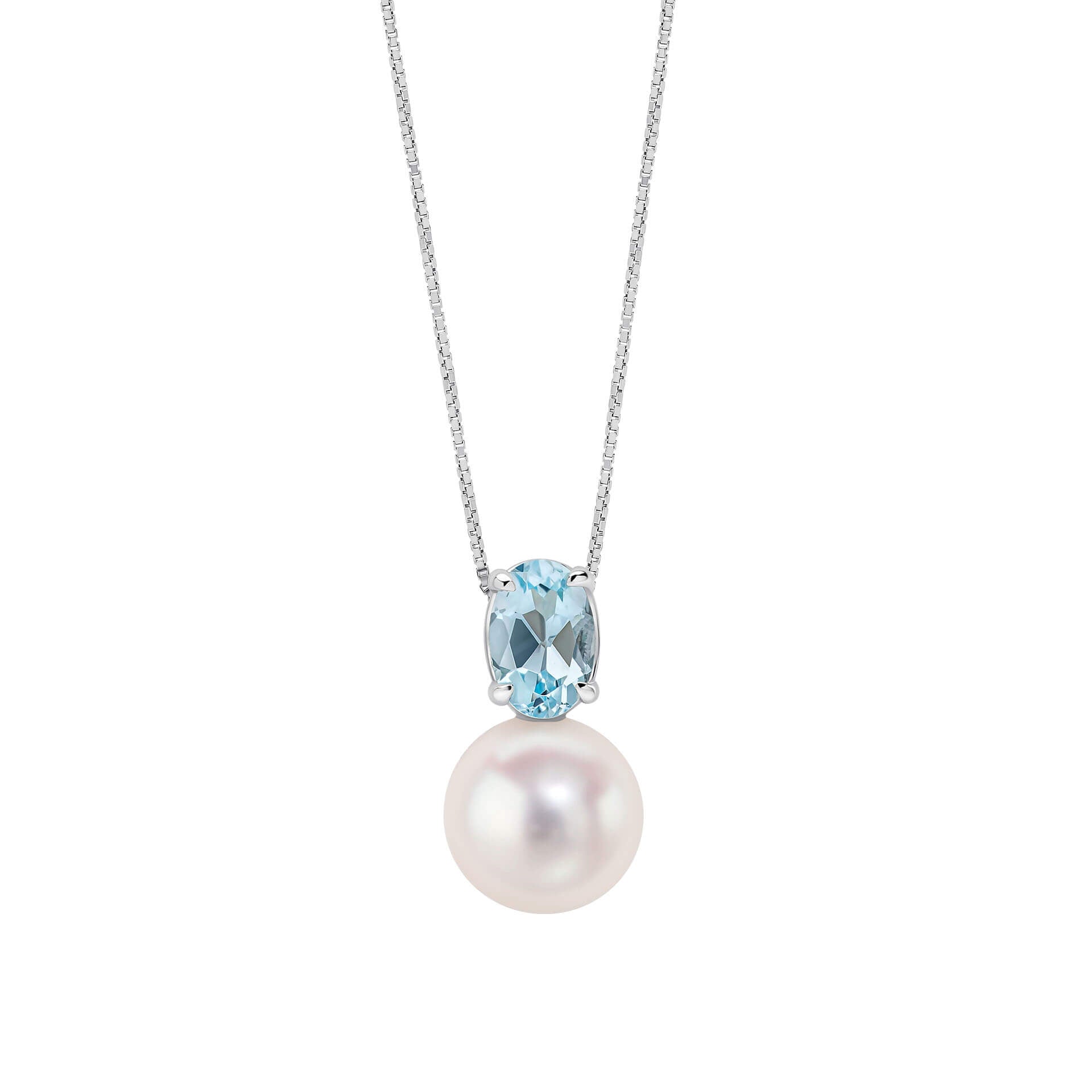 Freshwater Pearl and Sky Blue Topaz Pendant