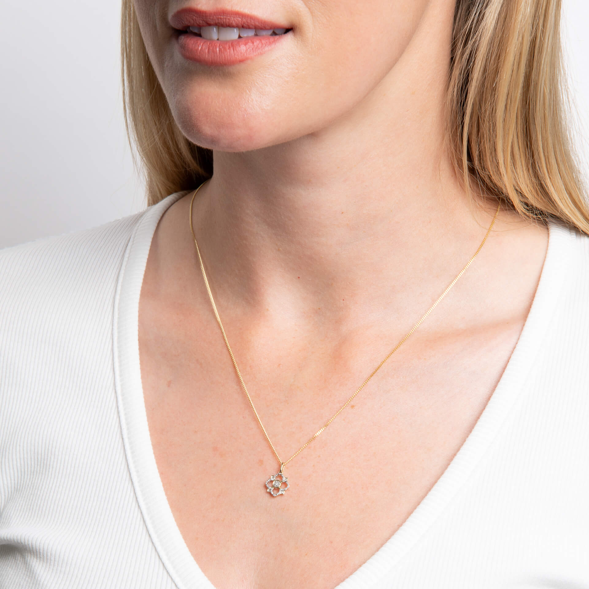 Diamond Floral Pendant