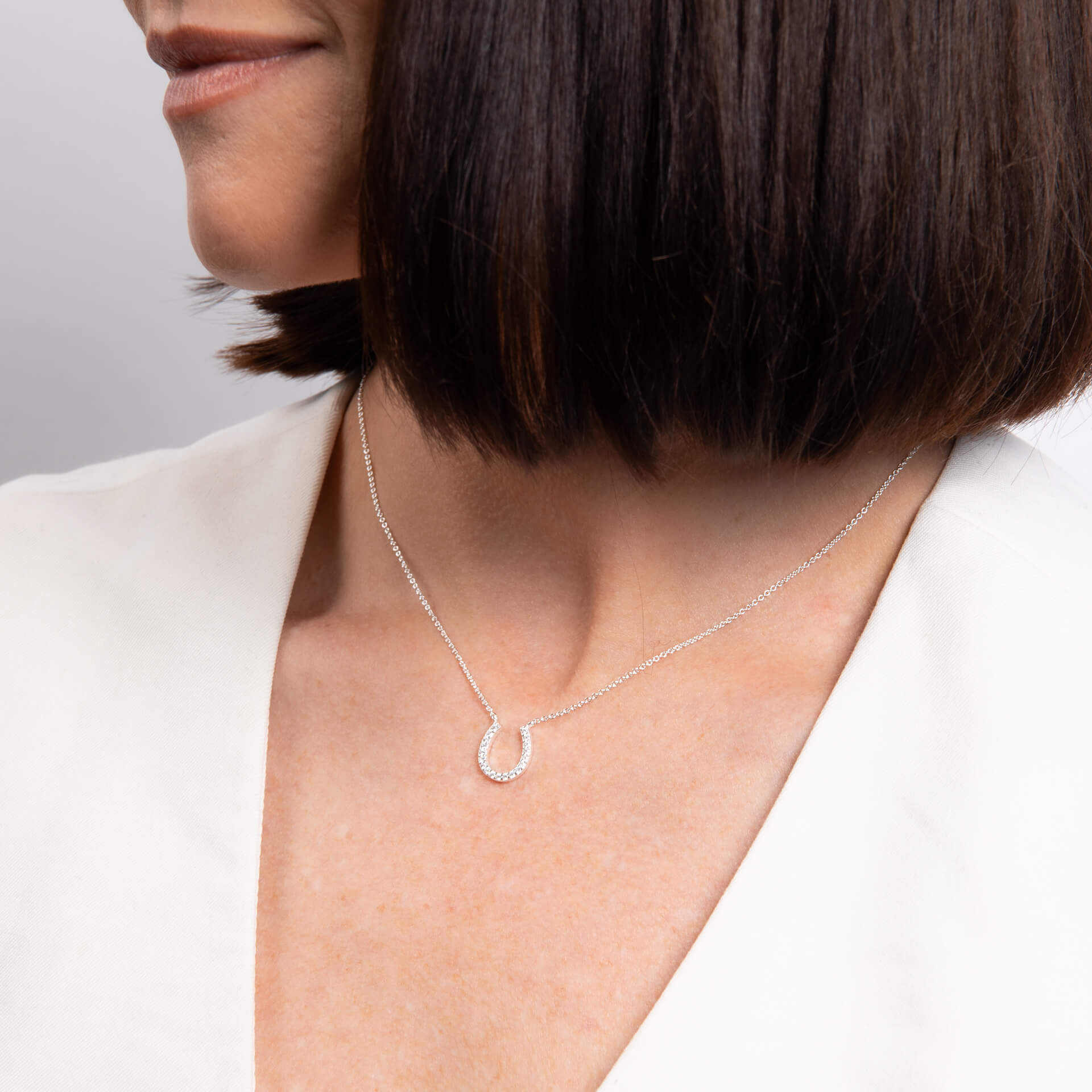 Horse Shoe Necklace with Cubic Zirconia 42-47cm