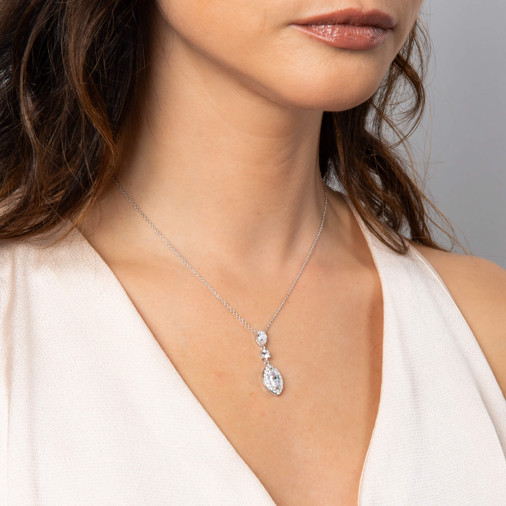Marquise and Pave Zirconia Necklace