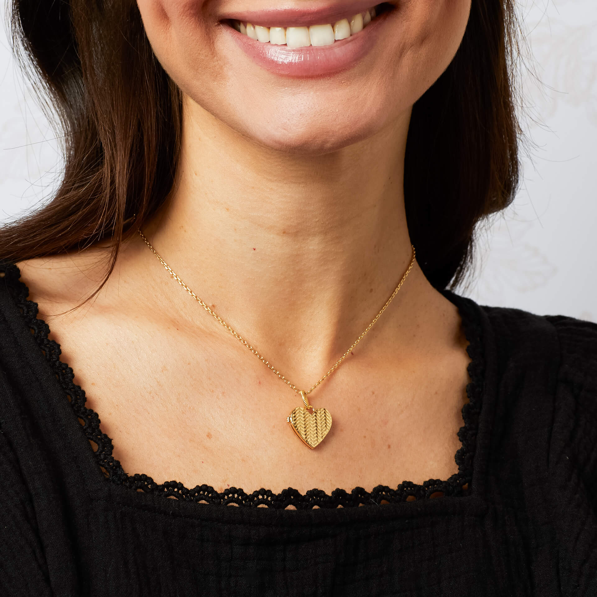 Picnic Basket Weave Heart Locket Necklace