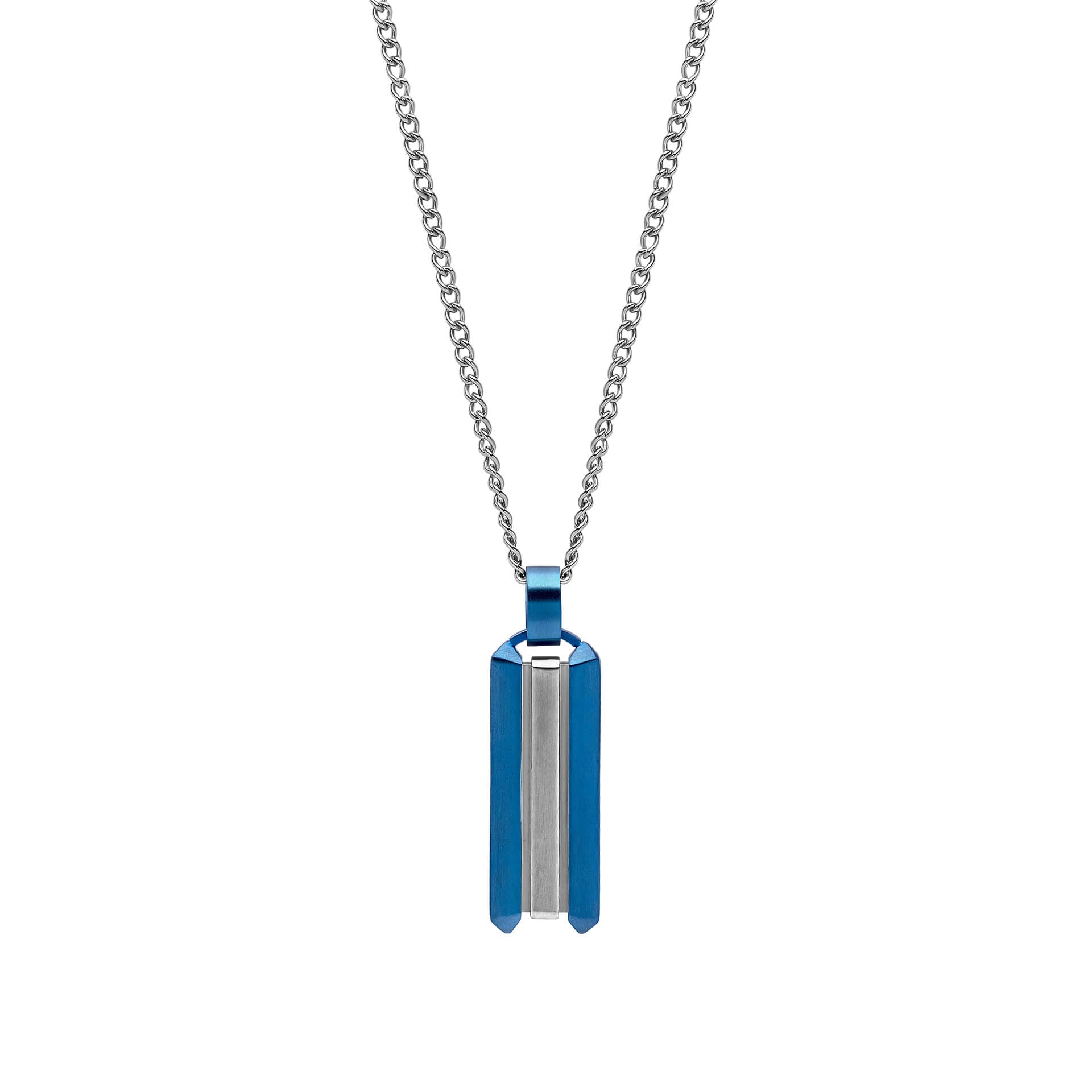 Stainless Steel Blue Dog Tag Necklace