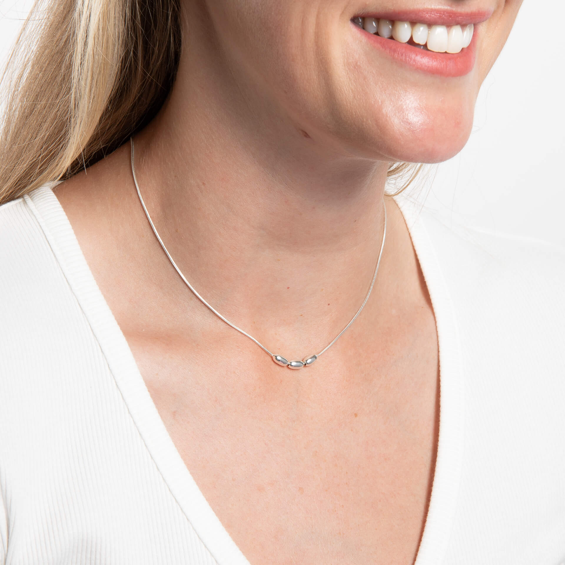 Three Bead Snake Chain Necklace