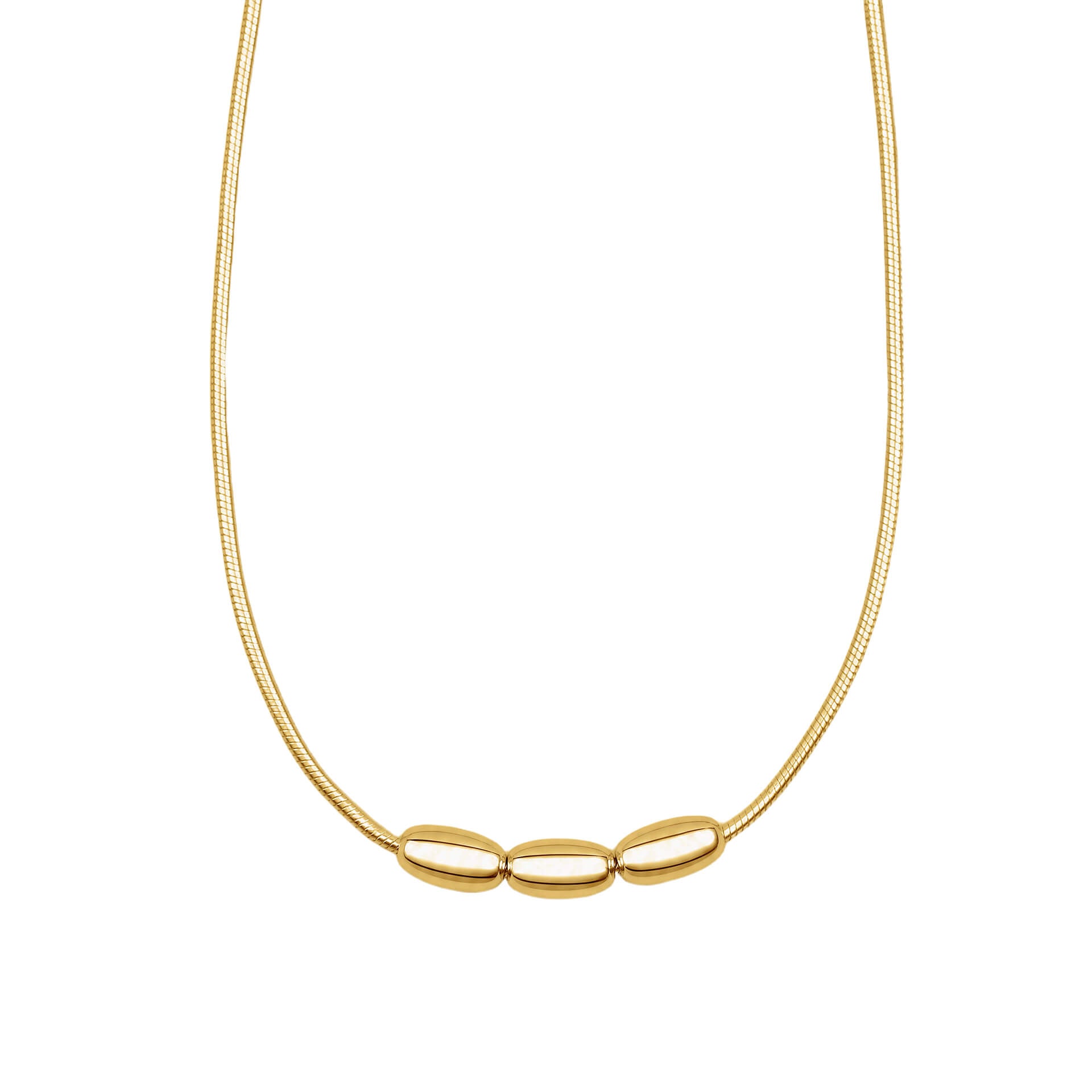 Three Bead Snake Chain Necklace