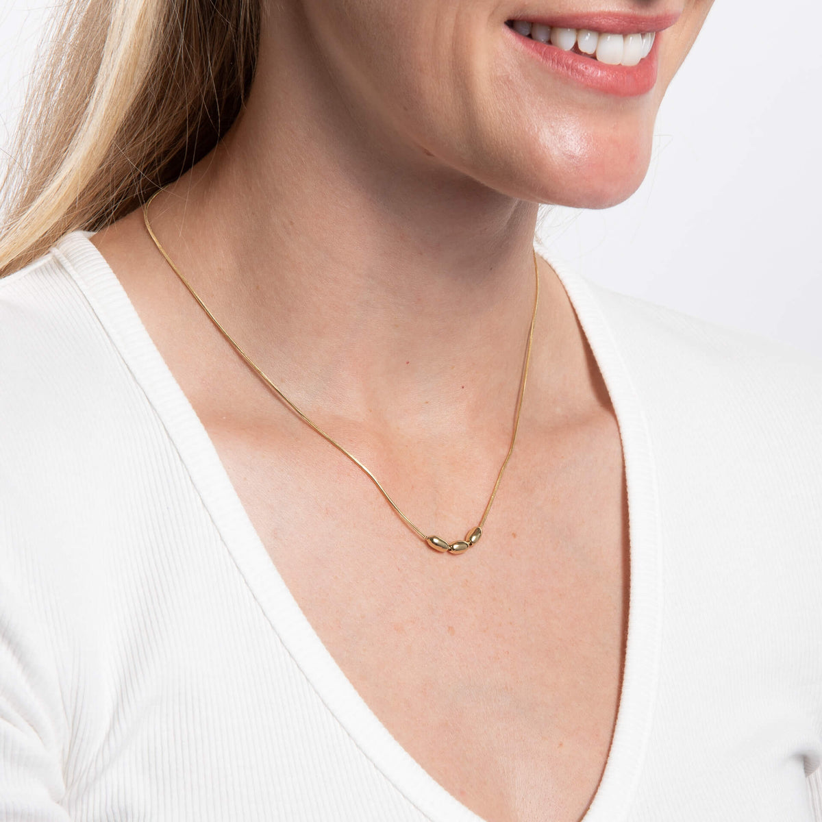 Three Bead Snake Chain Necklace