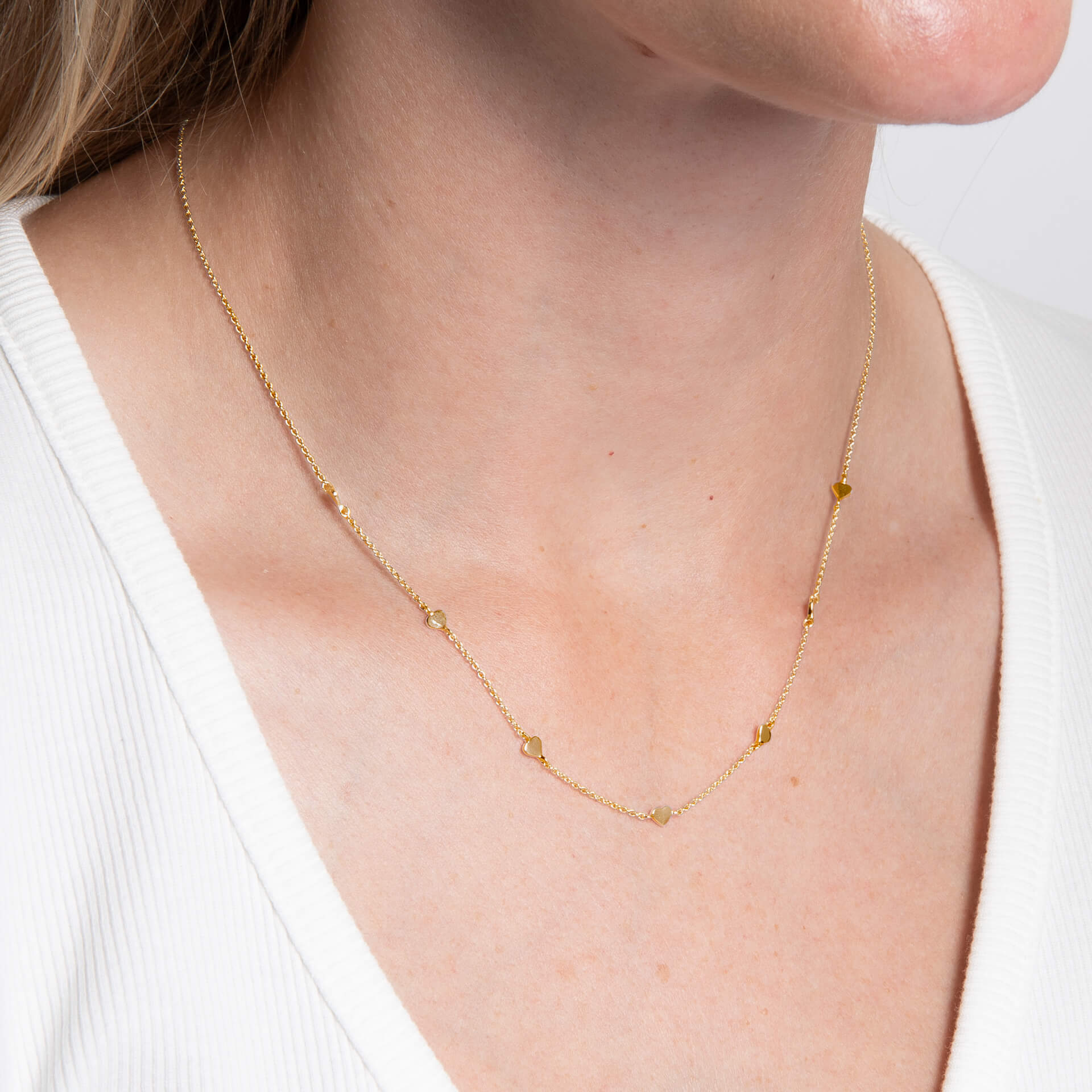 Small Heart Station Necklace