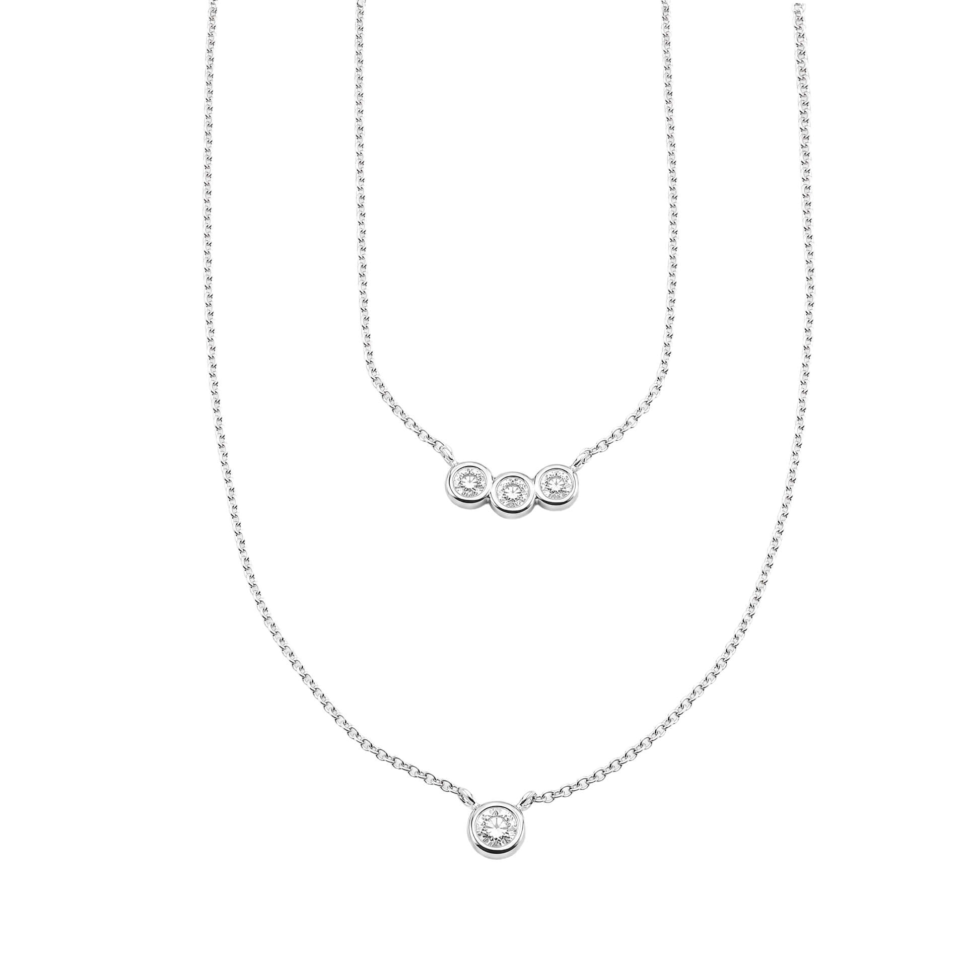 Bezel Set Double Layer Necklace