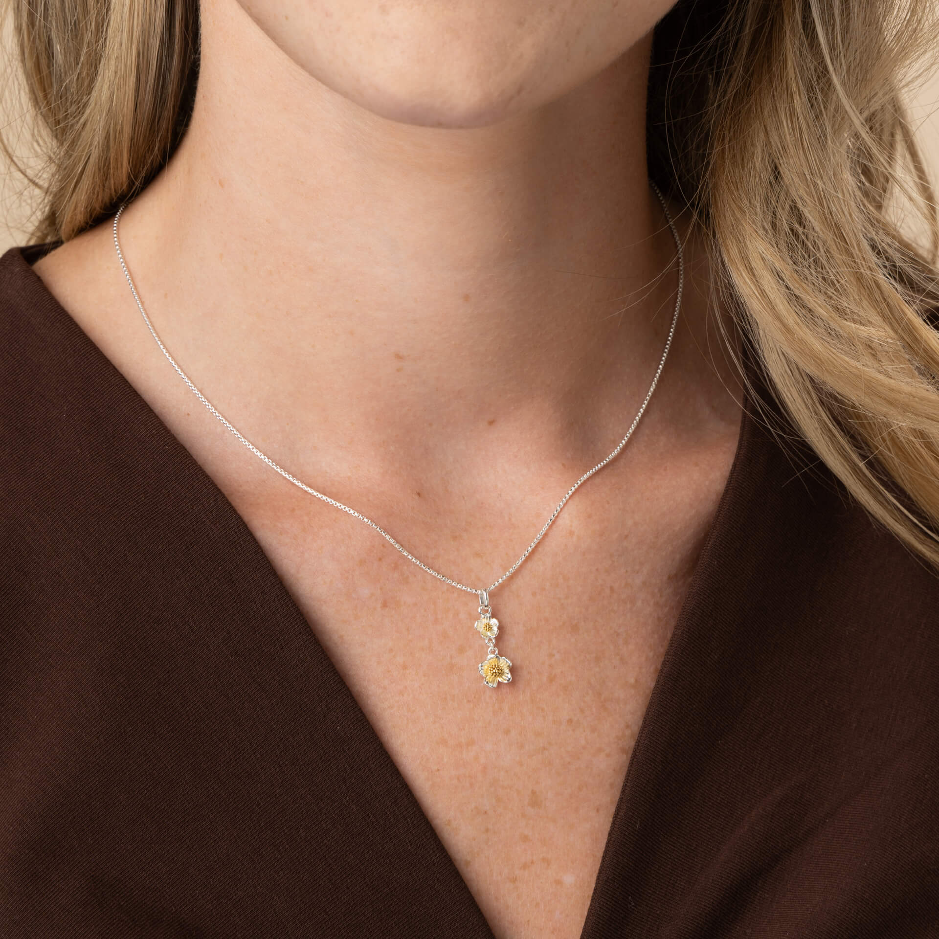 Mathilde Mural Two Tone Floral Necklace