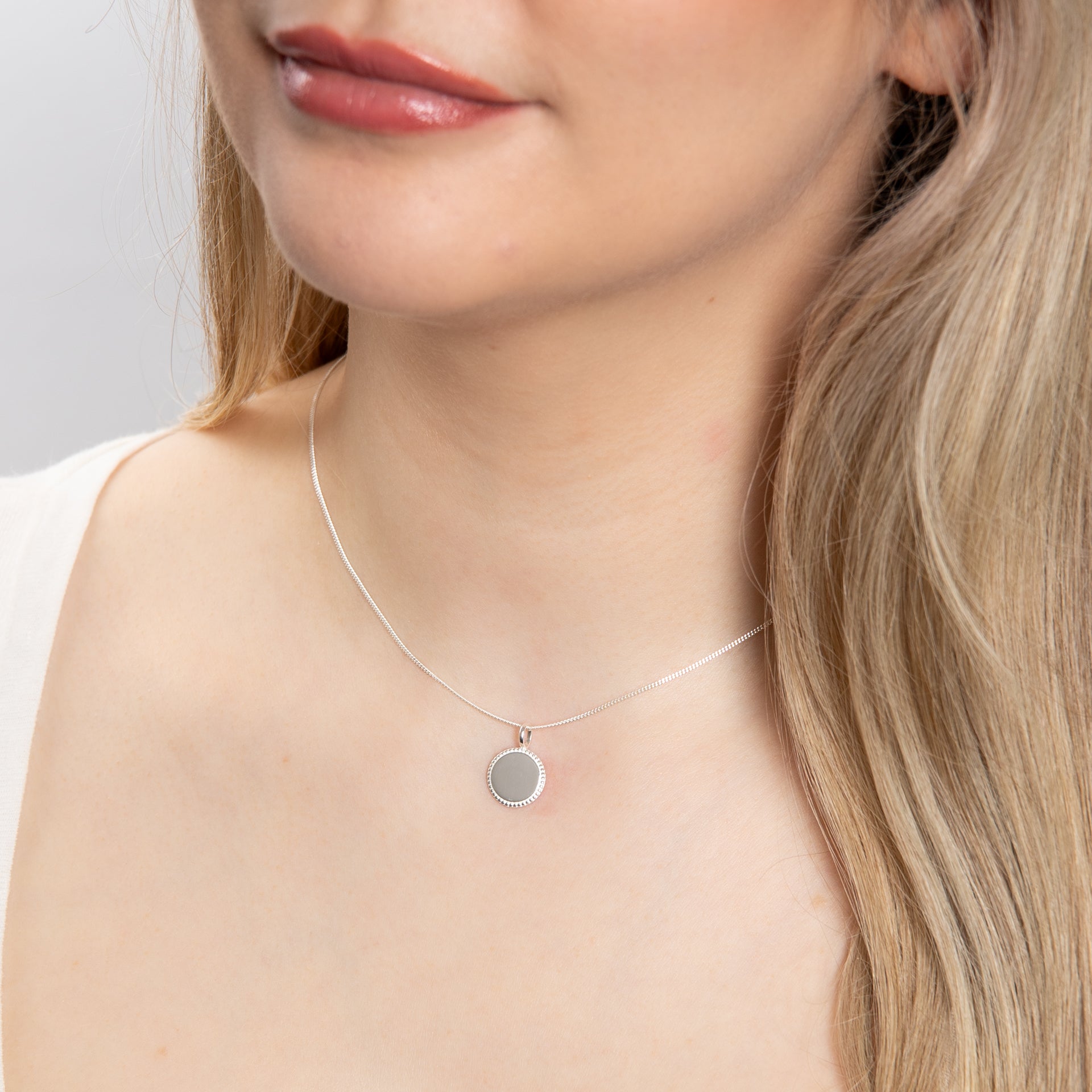 Milgrain Edge Disc Pendant