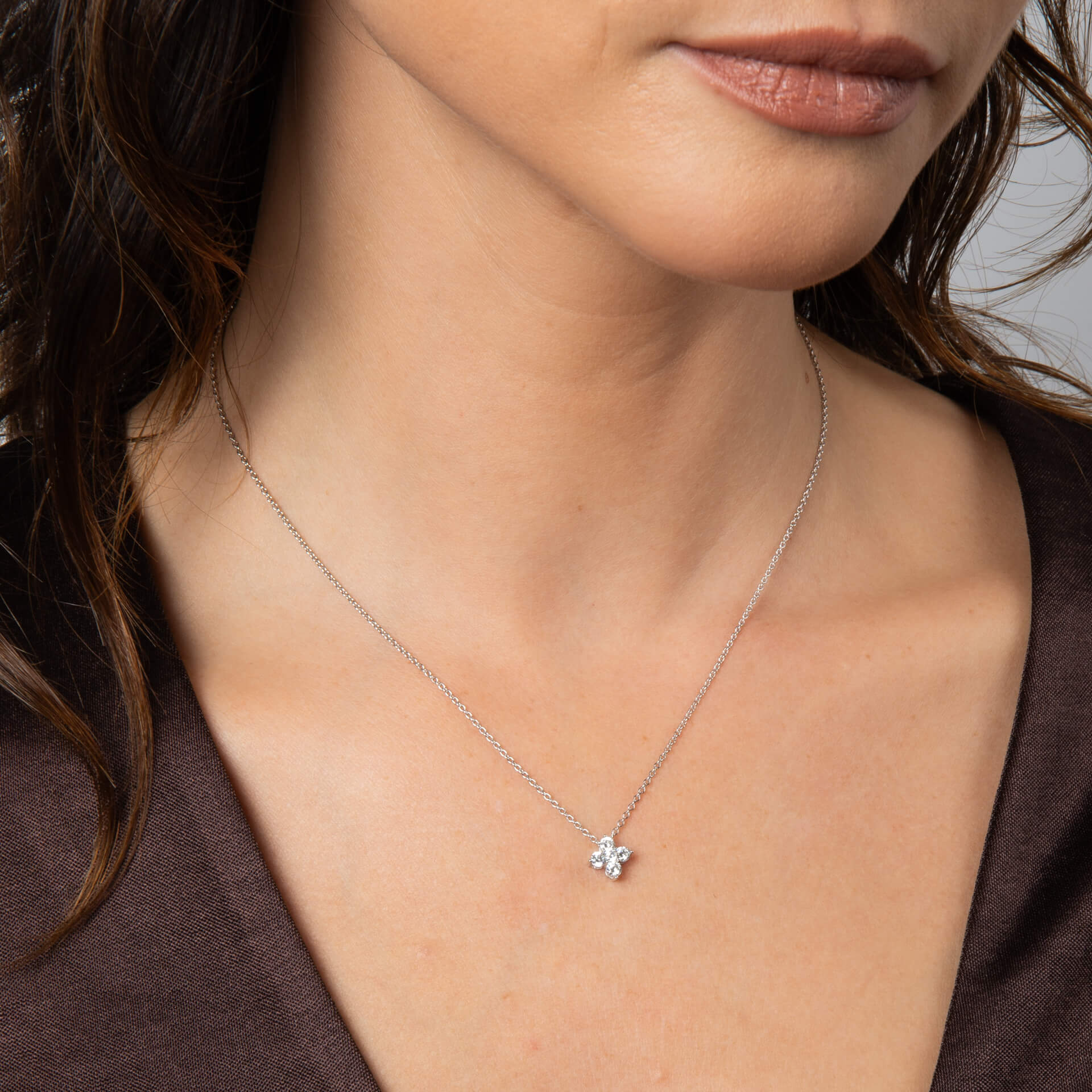 Zirconia Cluster Flower Pendant