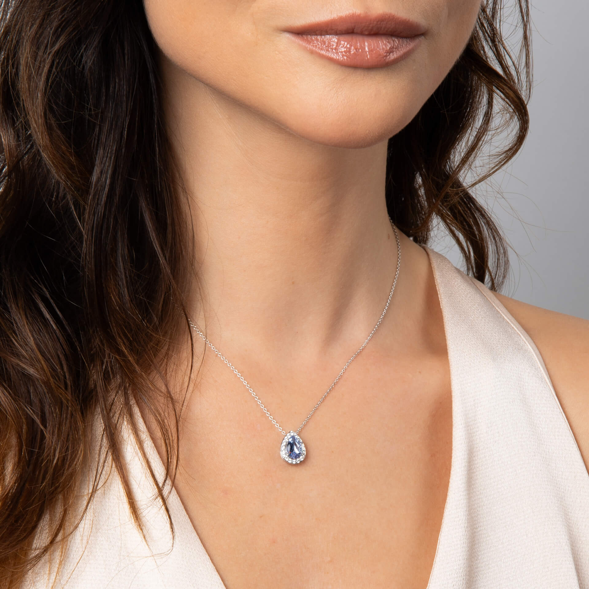 Zirconia Halo Teardrop Pendant