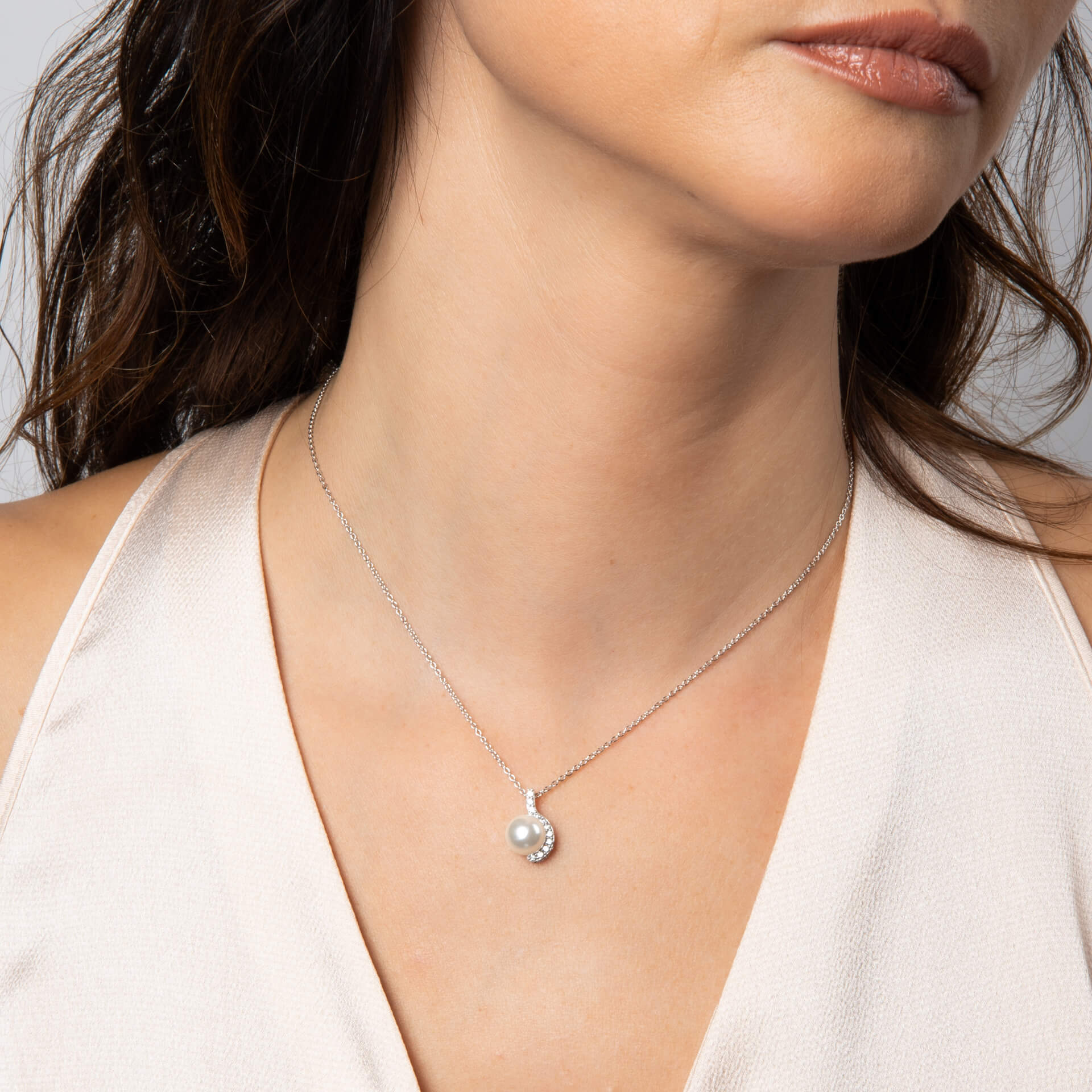 Half Halo Pearl Pendant