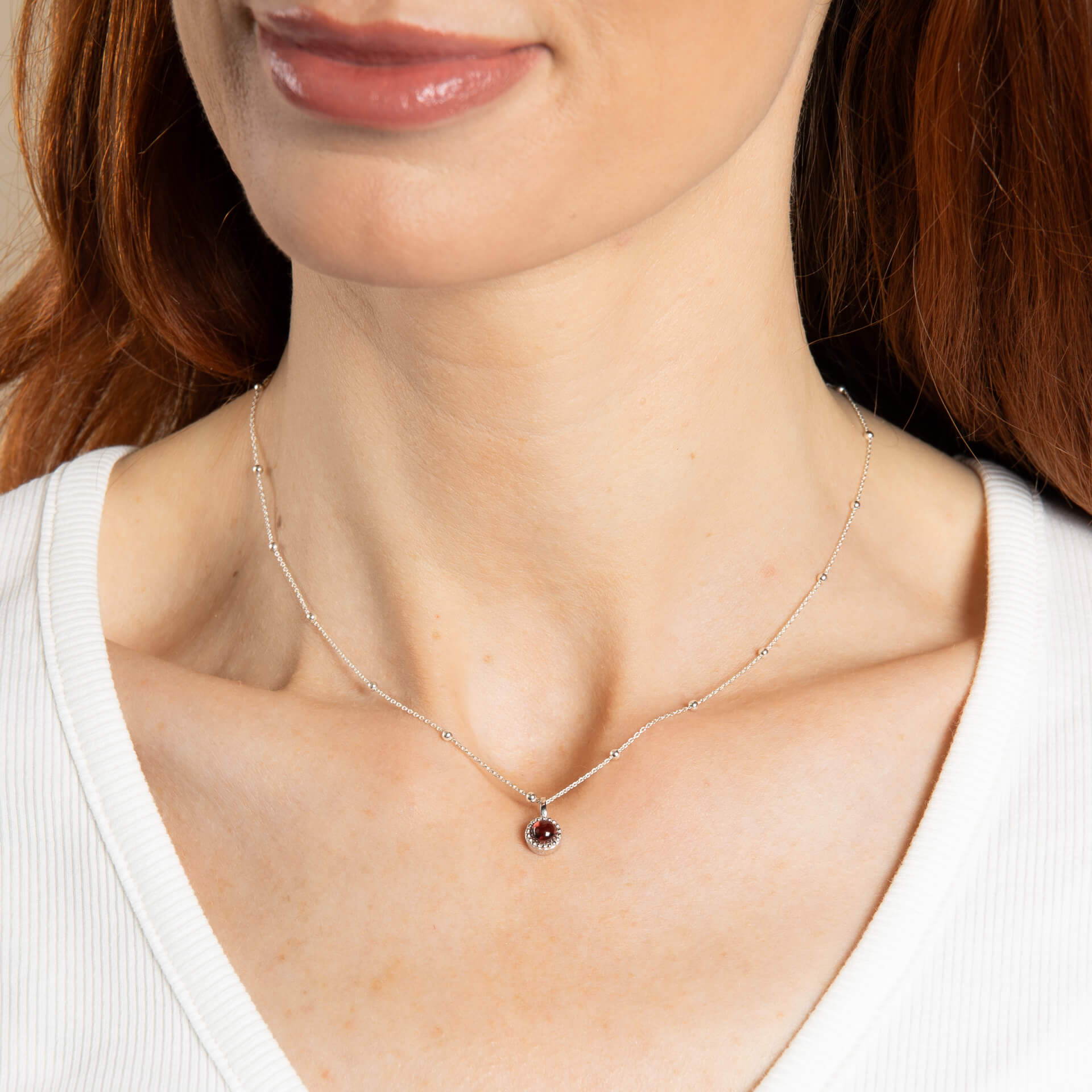 Milgrain Semi-Precious Cabochon Birthstone Pendant
