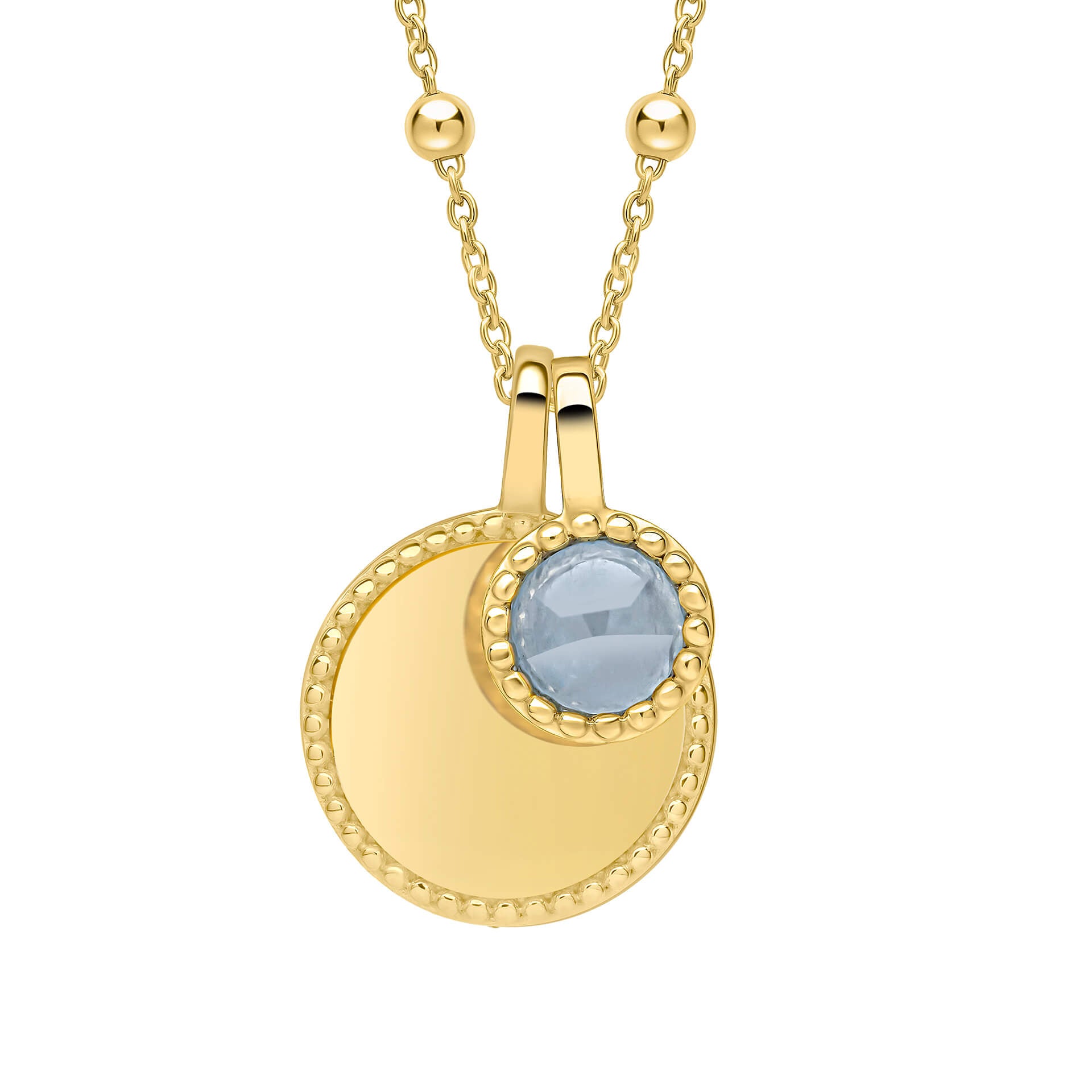 Milgrain Semi-Precious Cabochon Birthstone Necklace