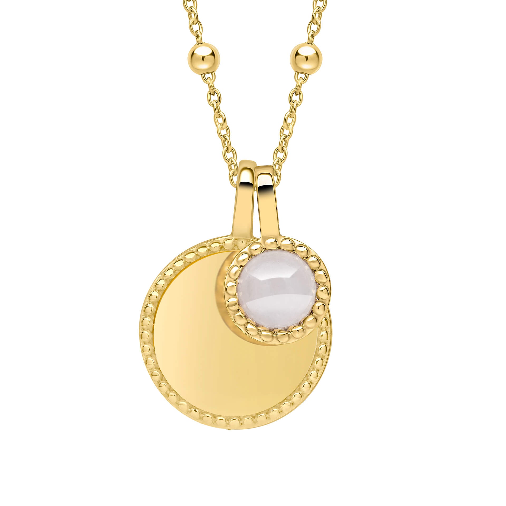 Milgrain Semi-Precious Cabochon Birthstone Necklace