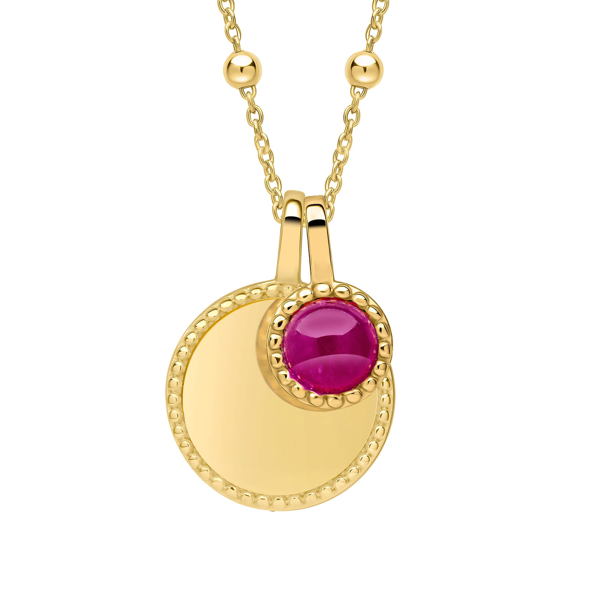 Milgrain Semi-Precious Cabochon Birthstone Necklace