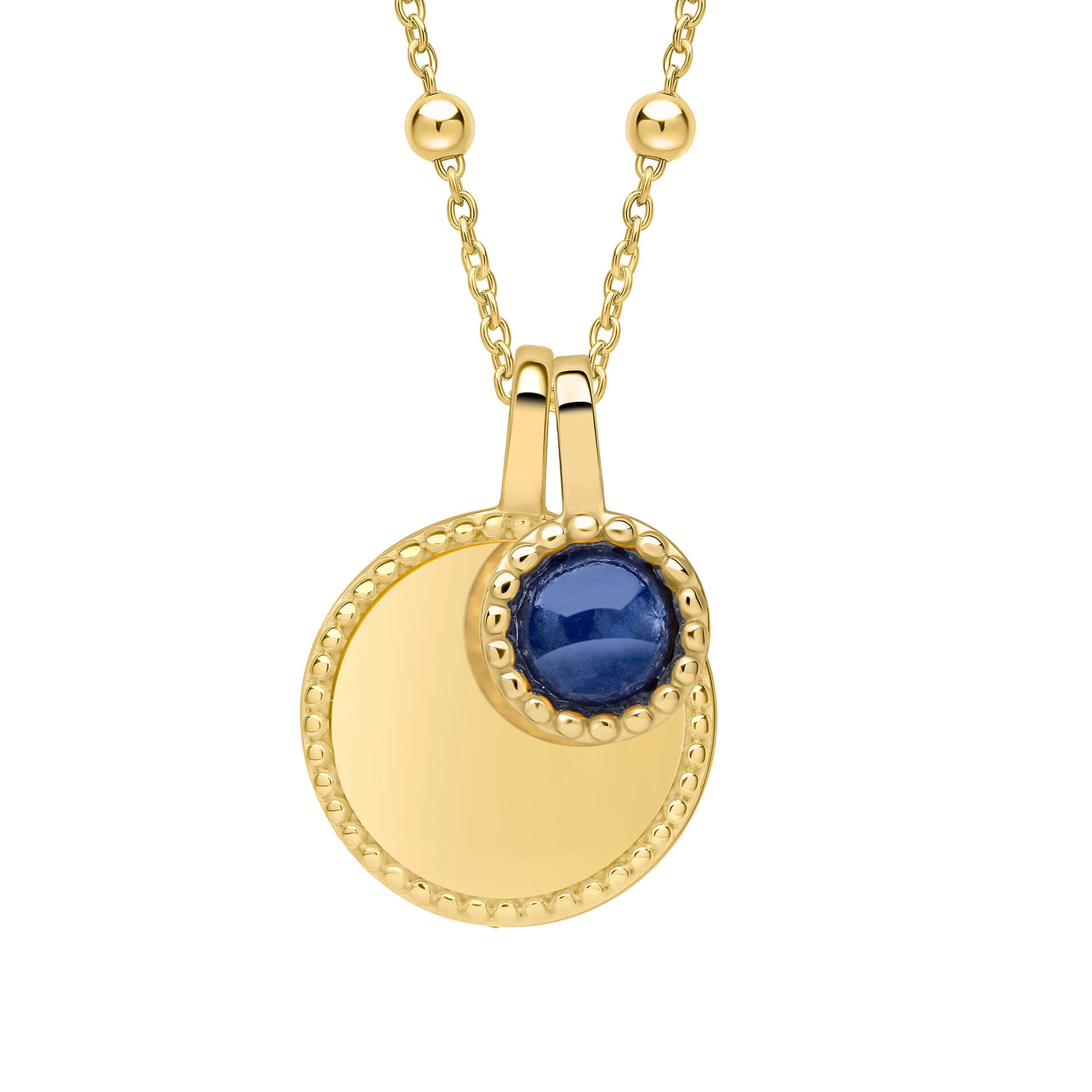 Milgrain Semi-Precious Cabochon Birthstone Necklace