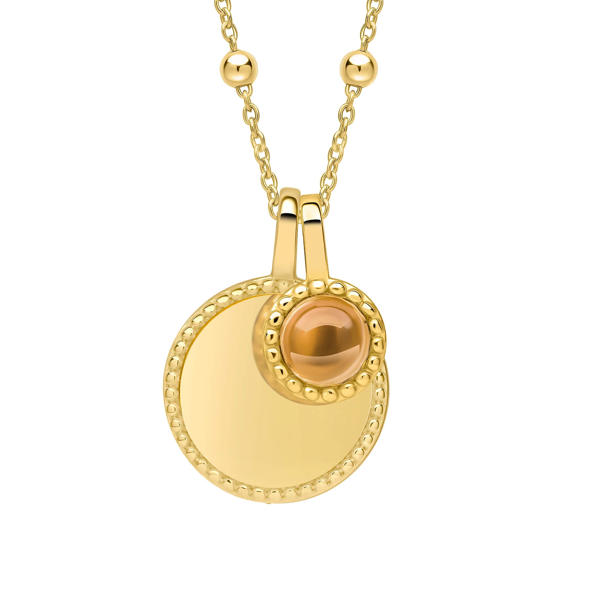 Milgrain Semi-Precious Cabochon Birthstone Necklace