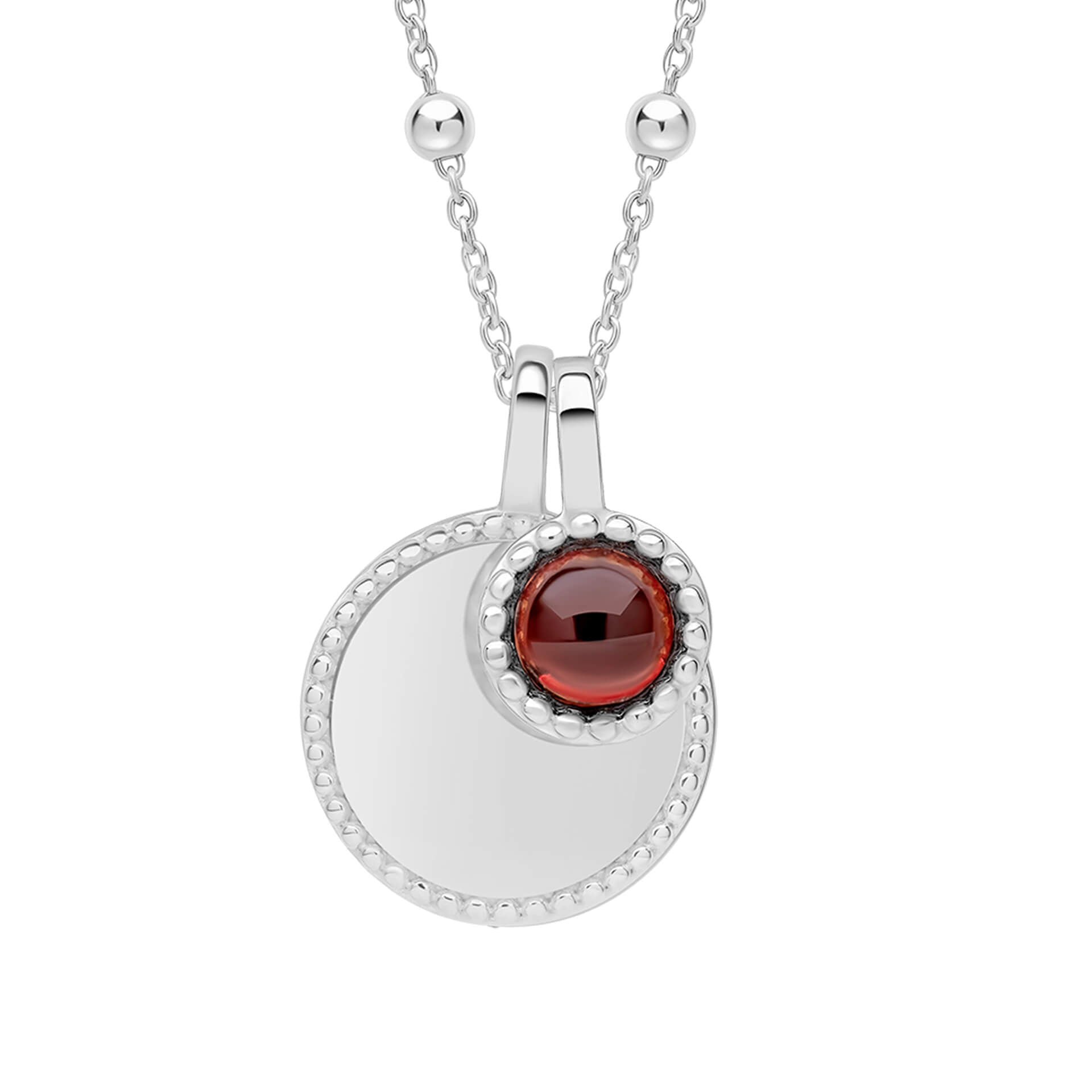 Milgrain Semi-Precious Cabochon Birthstone Necklace