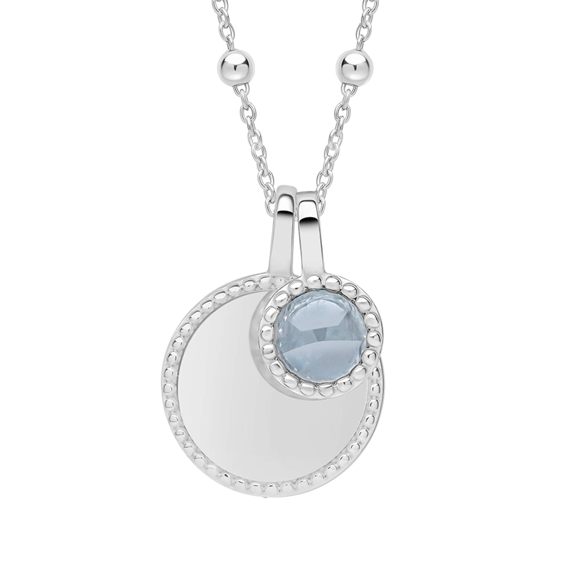 Milgrain Semi-Precious Cabochon Birthstone Necklace