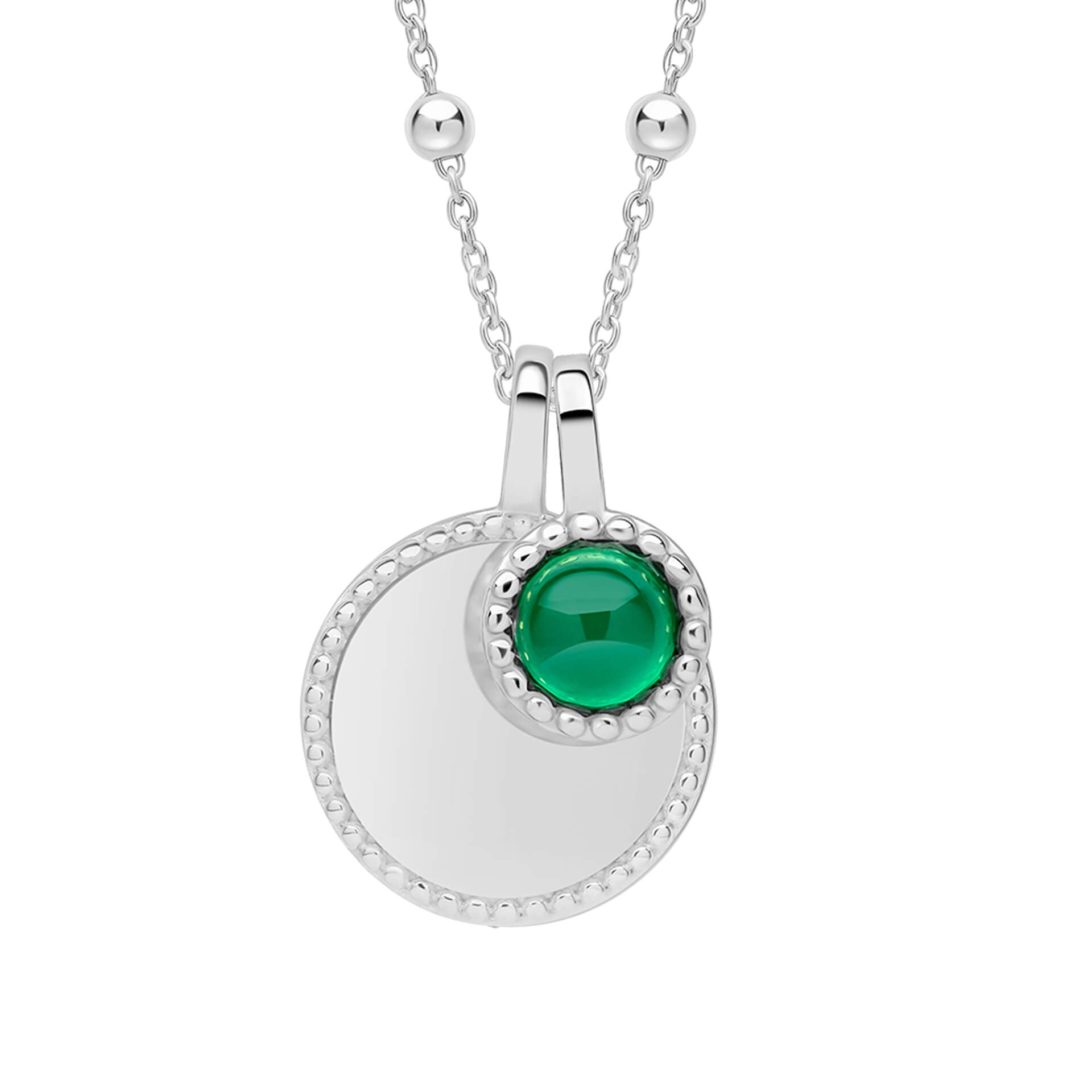 Milgrain Semi-Precious Cabochon Birthstone Necklace