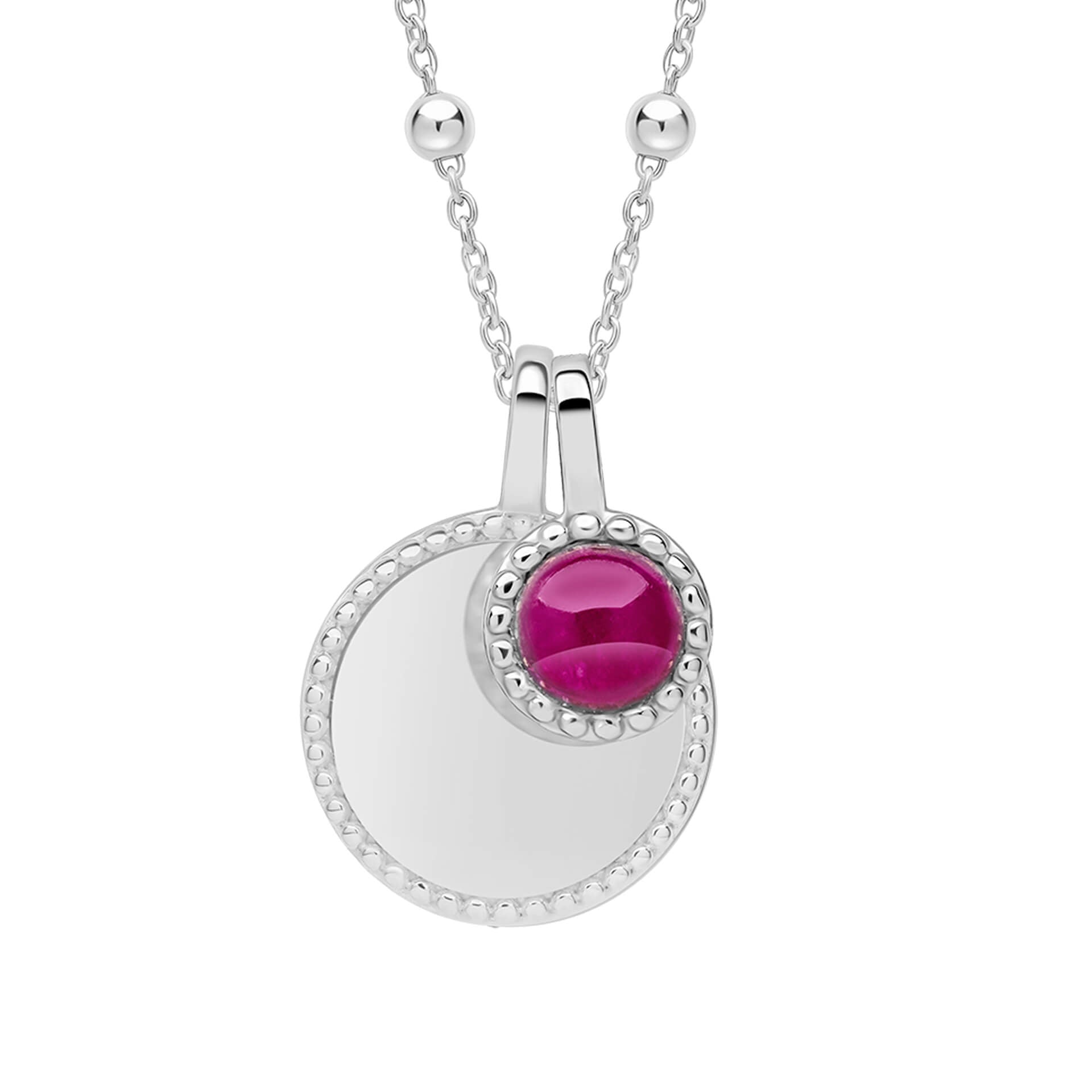 Milgrain Semi-Precious Cabochon Birthstone Necklace