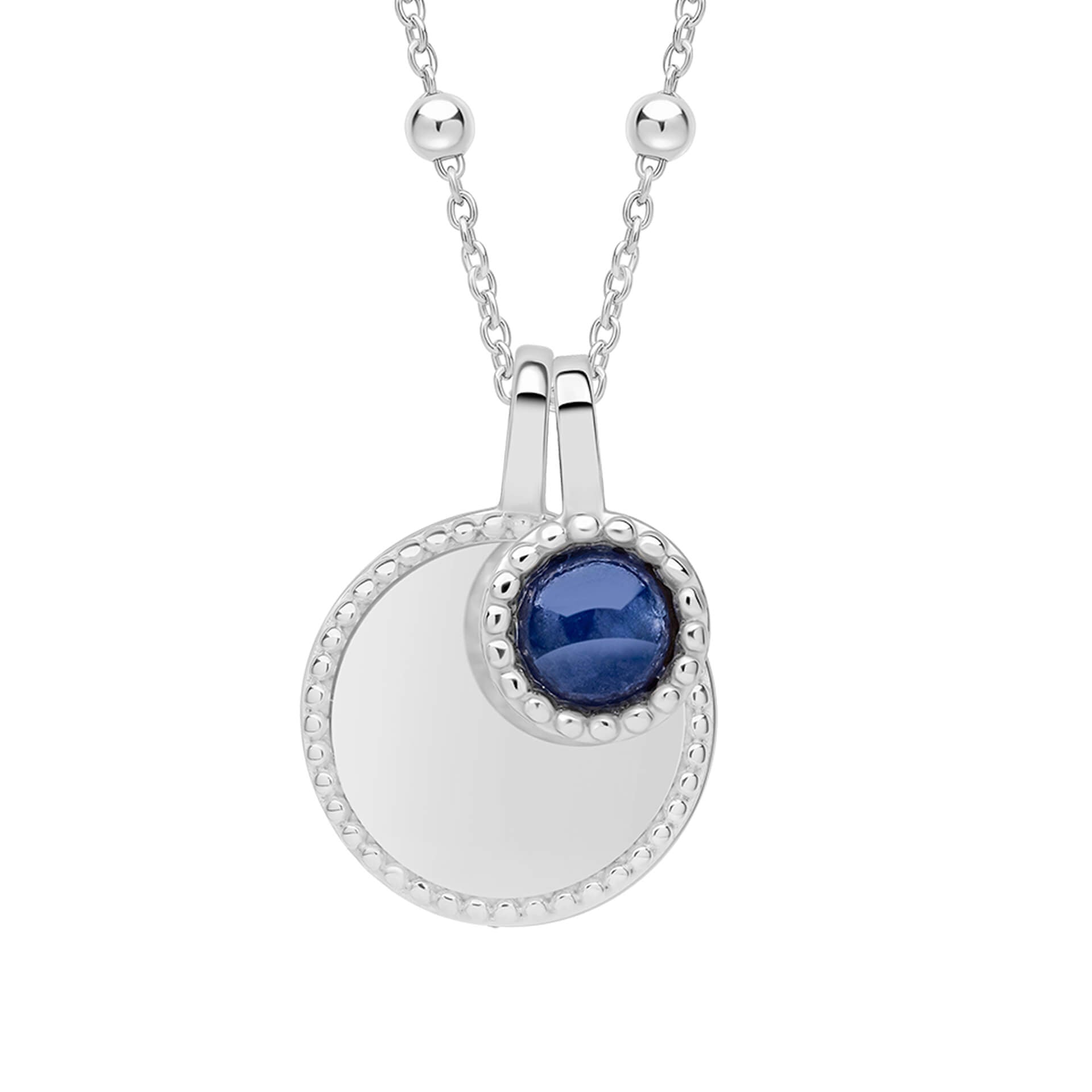 Milgrain Semi-Precious Cabochon Birthstone Necklace