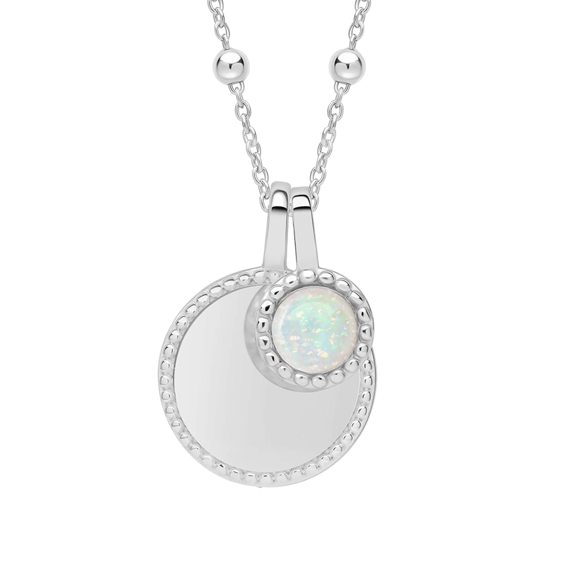 Milgrain Semi-Precious Cabochon Birthstone Necklace
