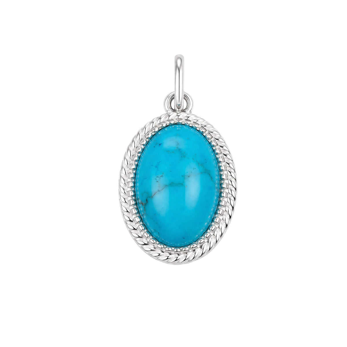 Oval Blue Magnesite Milgrain Pendant