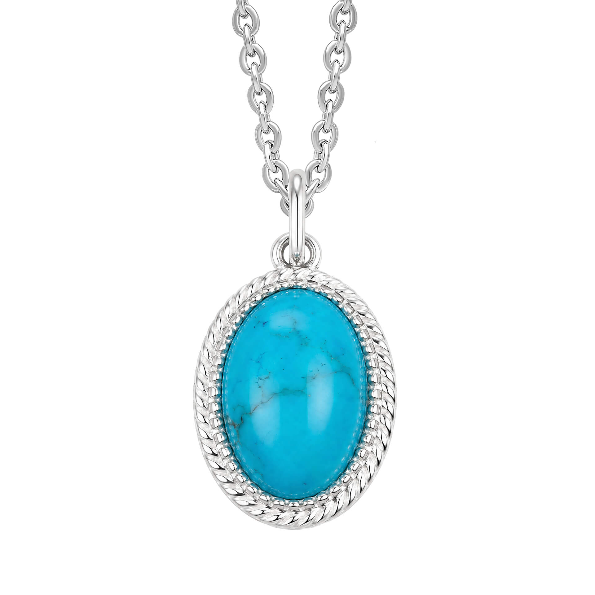 Oval Blue Magnesite Milgrain Pendant