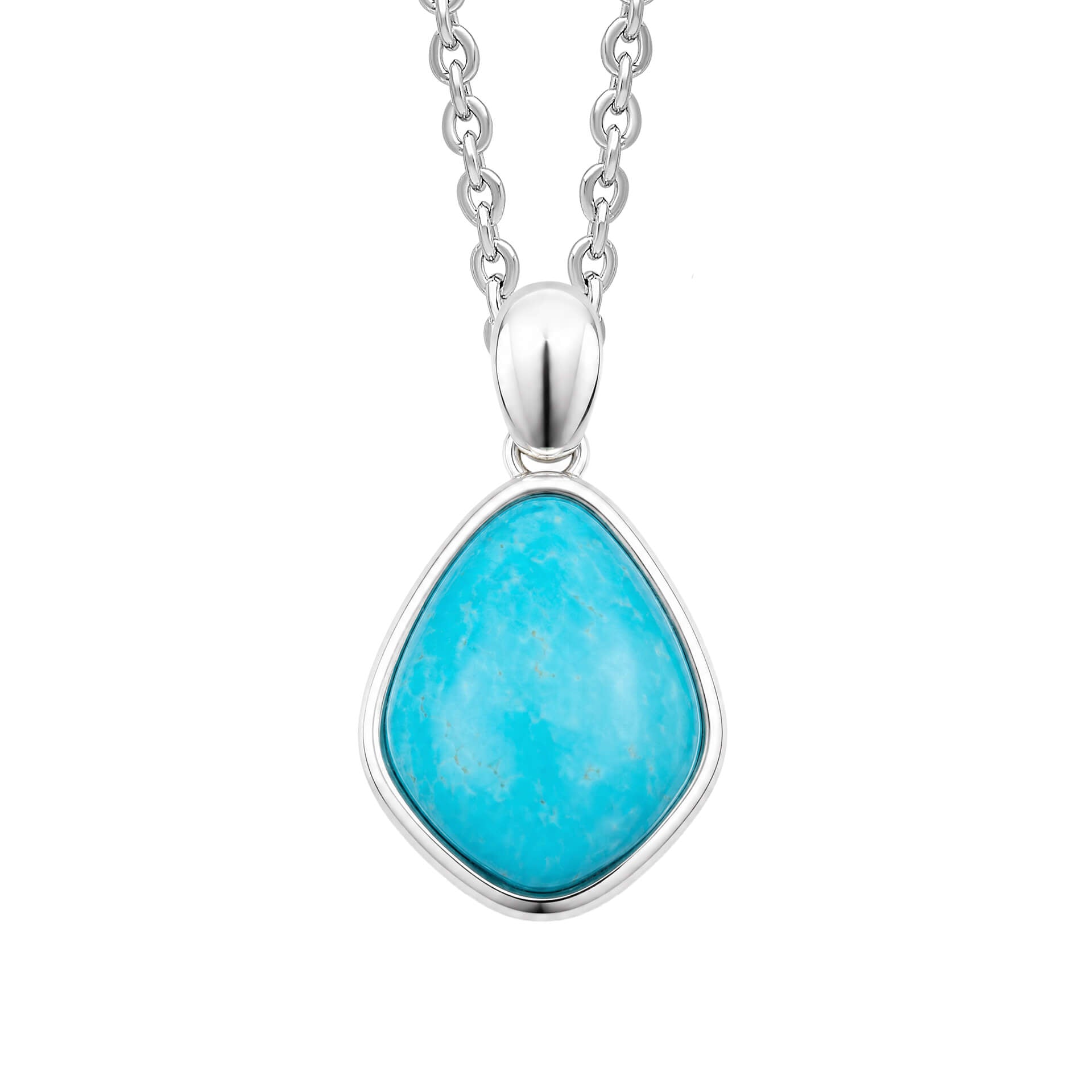 Bezel Set Blue Magnesite Drop Pendant