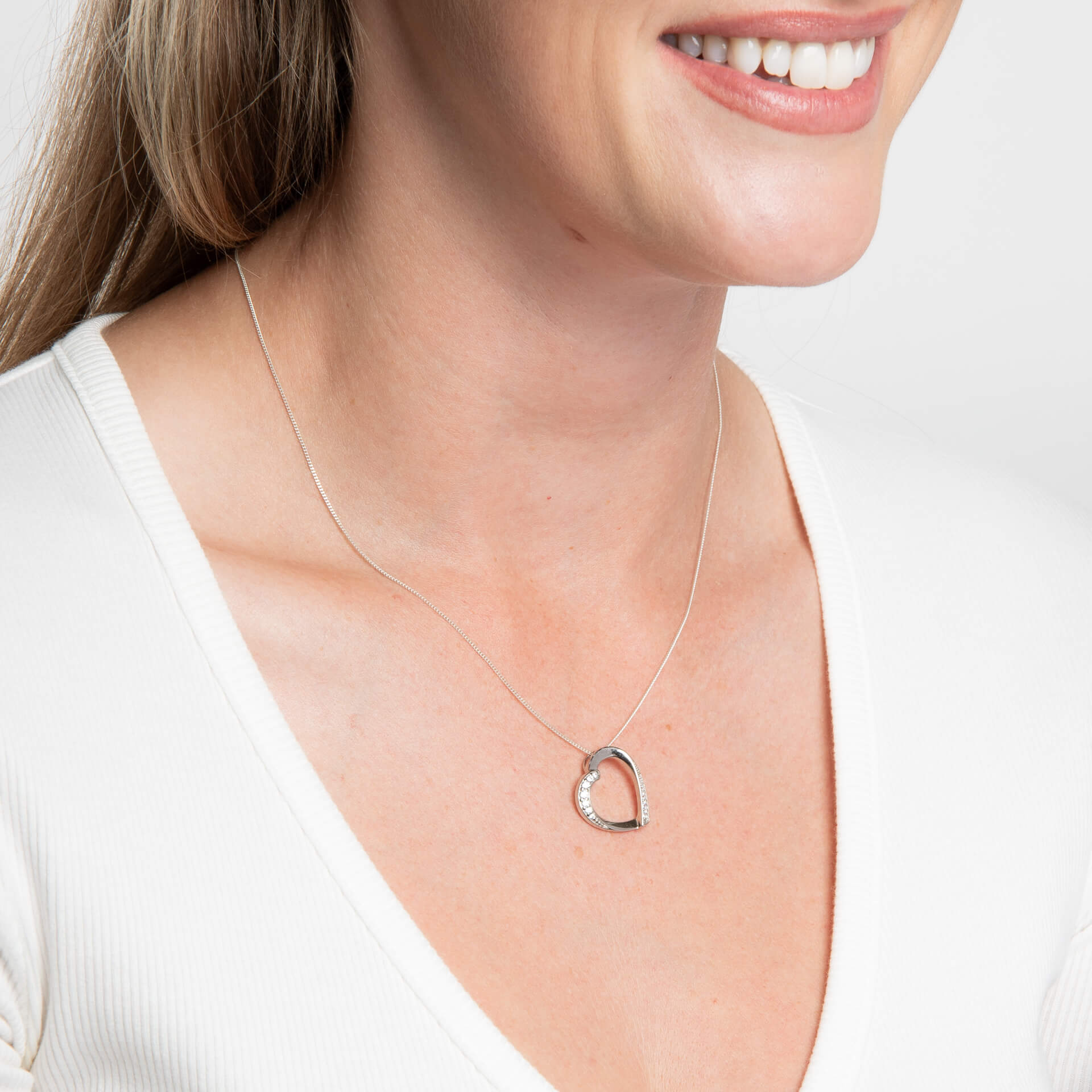 Ribbon Open Heart Pendant