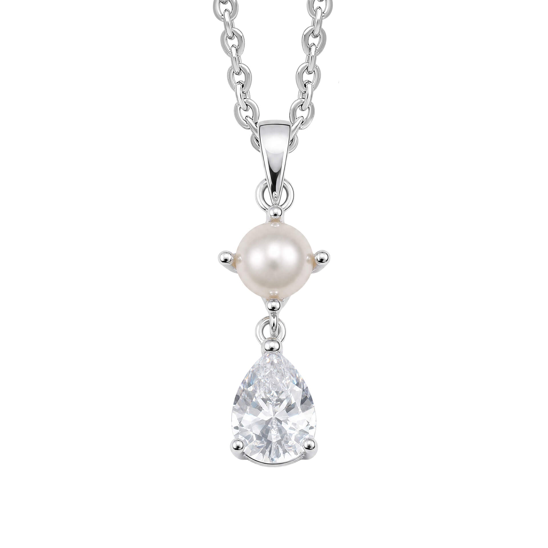 Pearl and Cubic Zirconia Drop Pendant