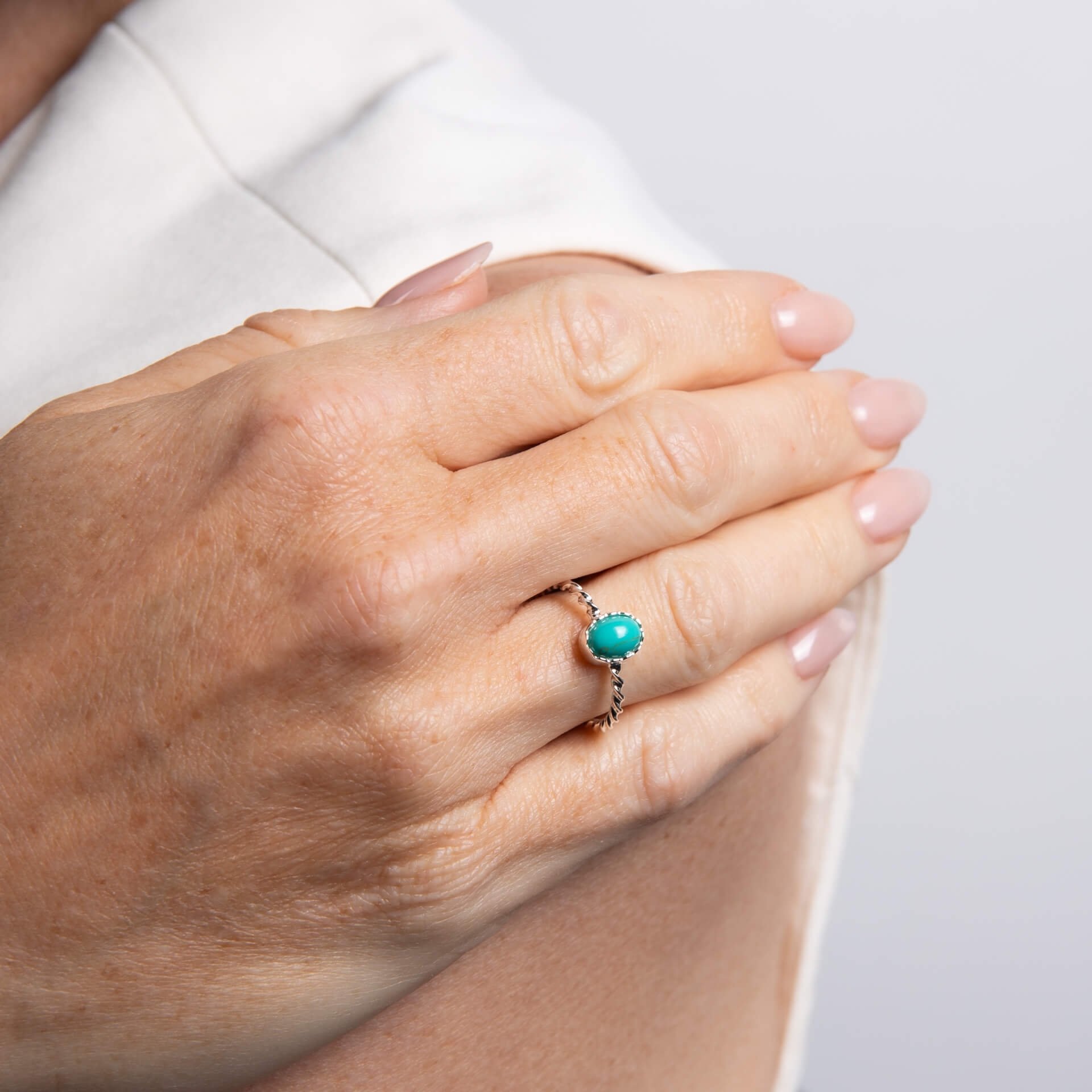Twisted Imitation Turquoise Ring