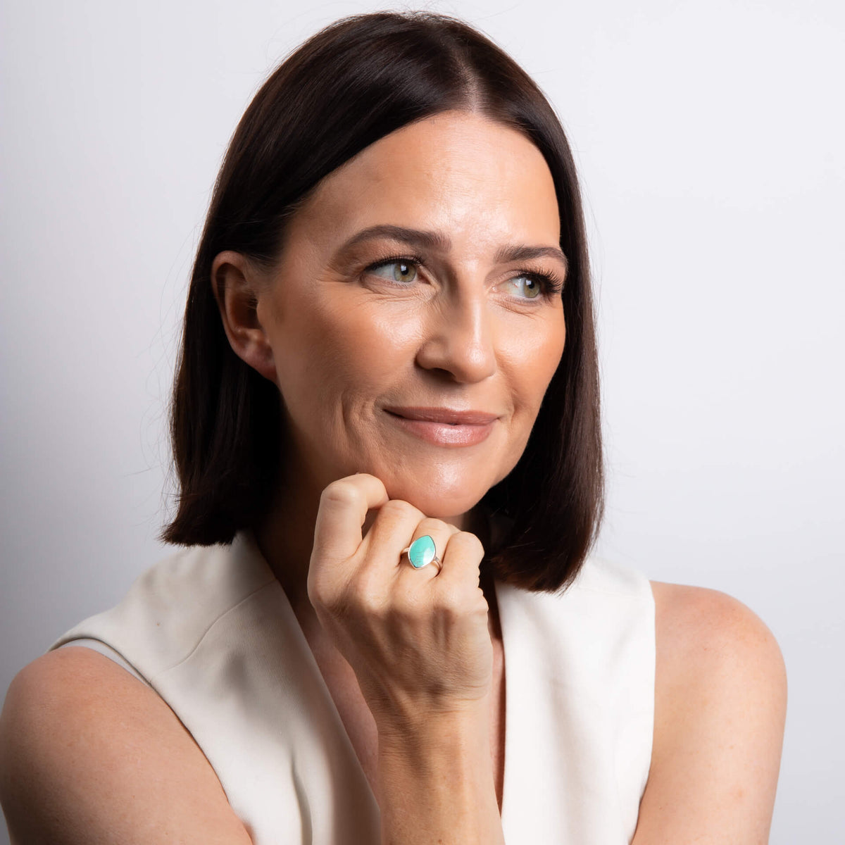 Marquise Imitation Turquoise Ring